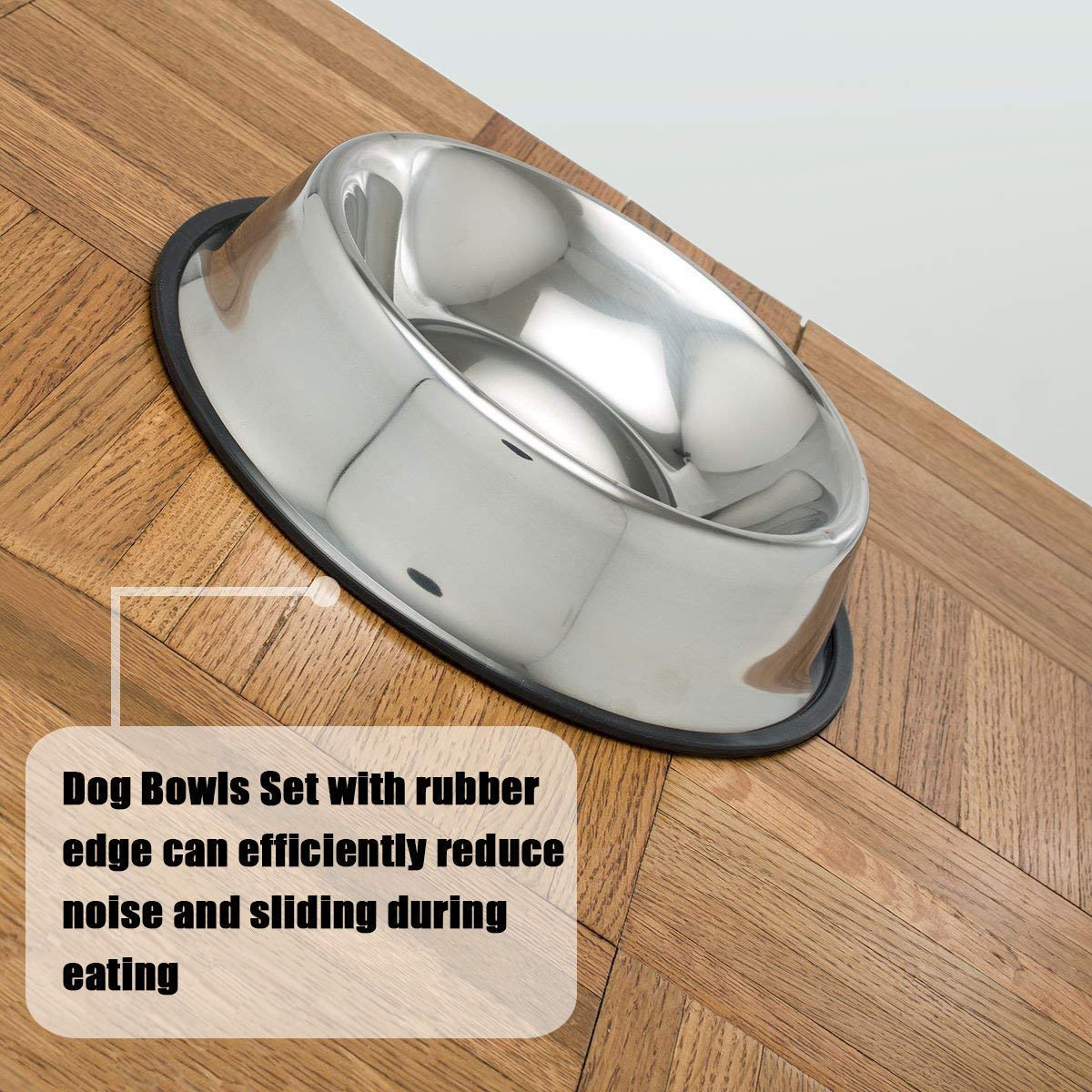 Mlife Stainless Steel Dog Bowl with Rubber Base for Small/Medium/Large Dogs, Pets Feeder Bowl and Water Bowl Perfect Choice (Set