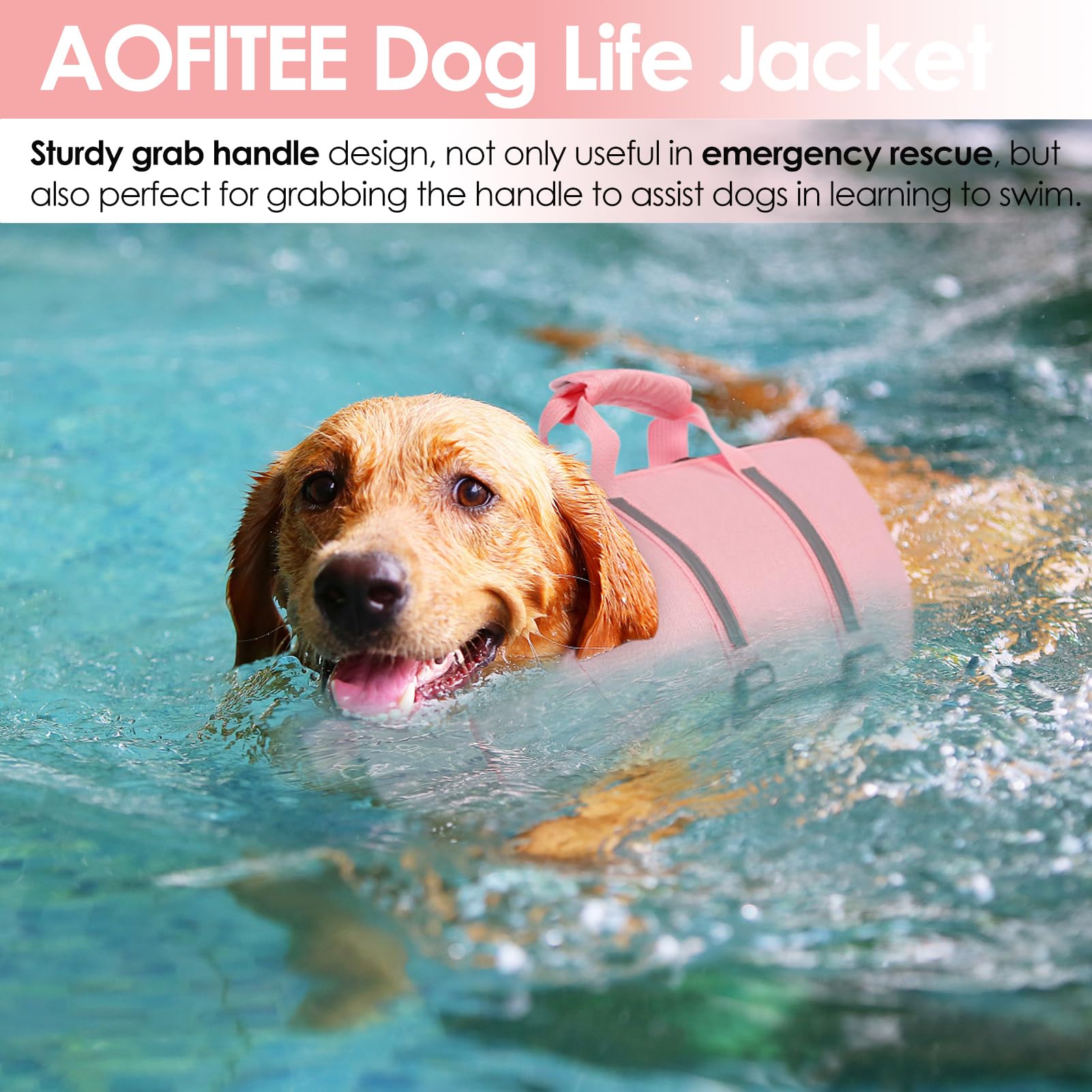 Aofitee Dog Life Jacket Large, Reflective Dog Life Vest For Swimming Xxl, High Buoyancy Dogs Lifesaver With Rescue Handle And Zi