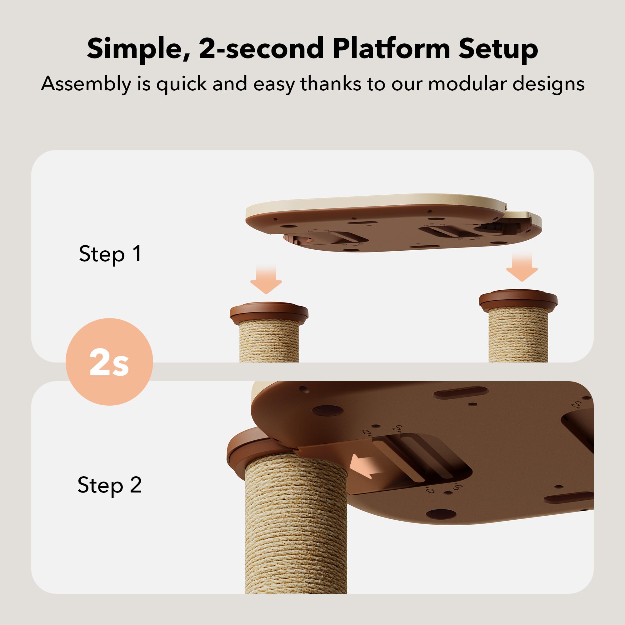 Petlibro Infinity Cat Tree Tower For Indoor Cats, Modular Design With Cat Bed, Toy, Felt Pads, Sisal Scratching Posts, 2-Second