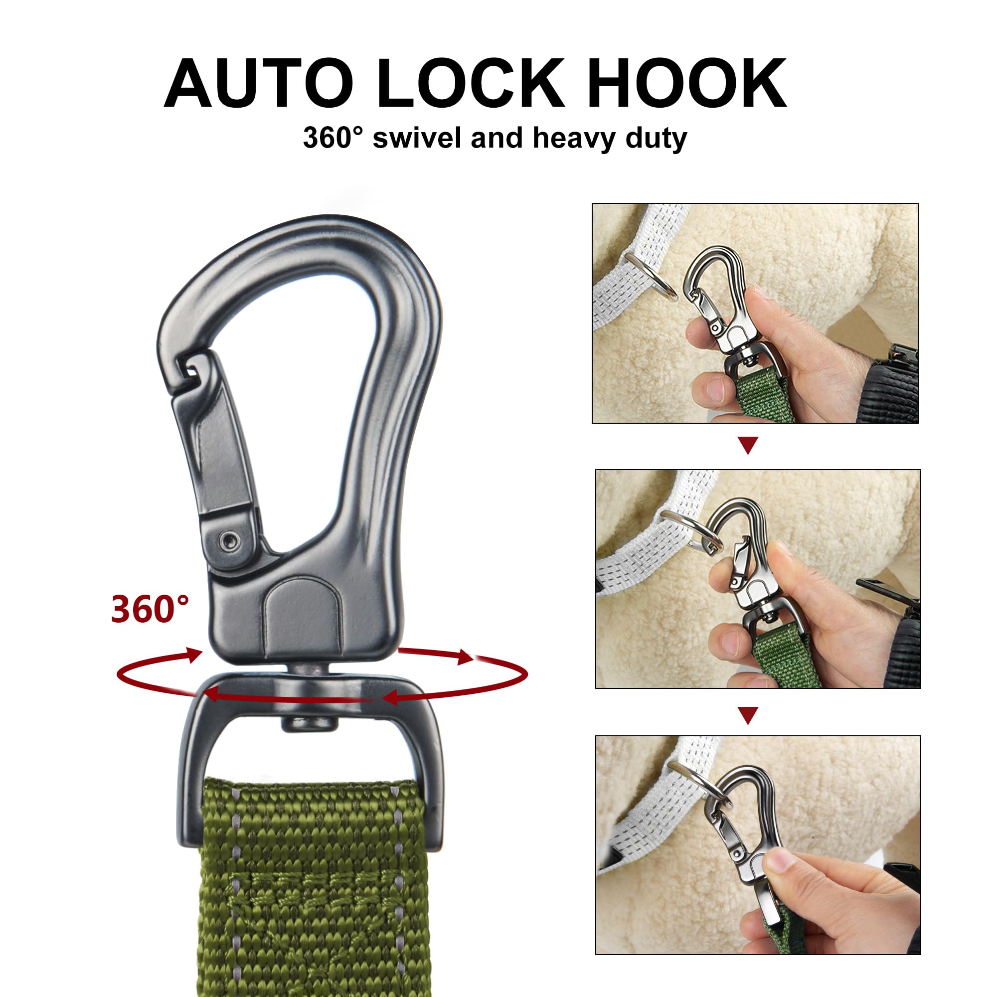 Petifine 6Ft Heavy Duty Dog Leash With Soft Padded Double Handle, Durable Strong Clasp Dog Leashes, Reflective Nylon Walking Lead For Large,Medium,Small Breed Dogs, Green