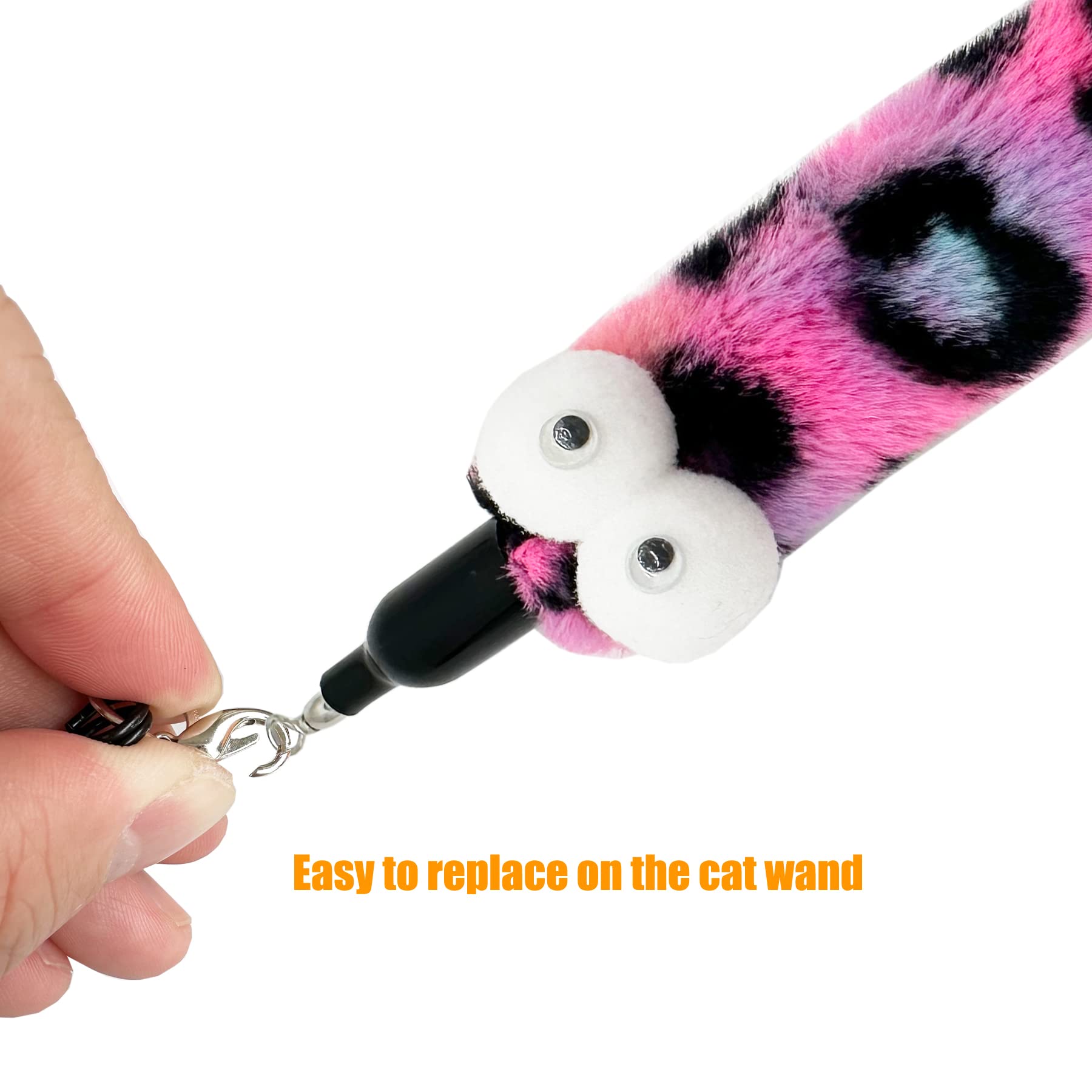 Cateneed Cat Wand Replacement Worm Cat Toys, 8 Pieces Cat Wand Attachments Assorted Worms Feather Refill Toy For Indoor Cats