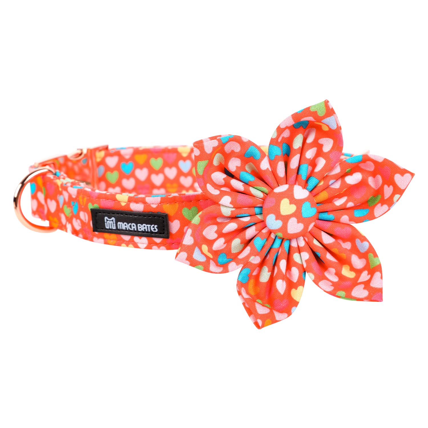 Maca Bates Flower Valentine's Dog Collar with Flowers for Dogs Sailor Adjustable Breakaway Collars Accessories for Small Medium 