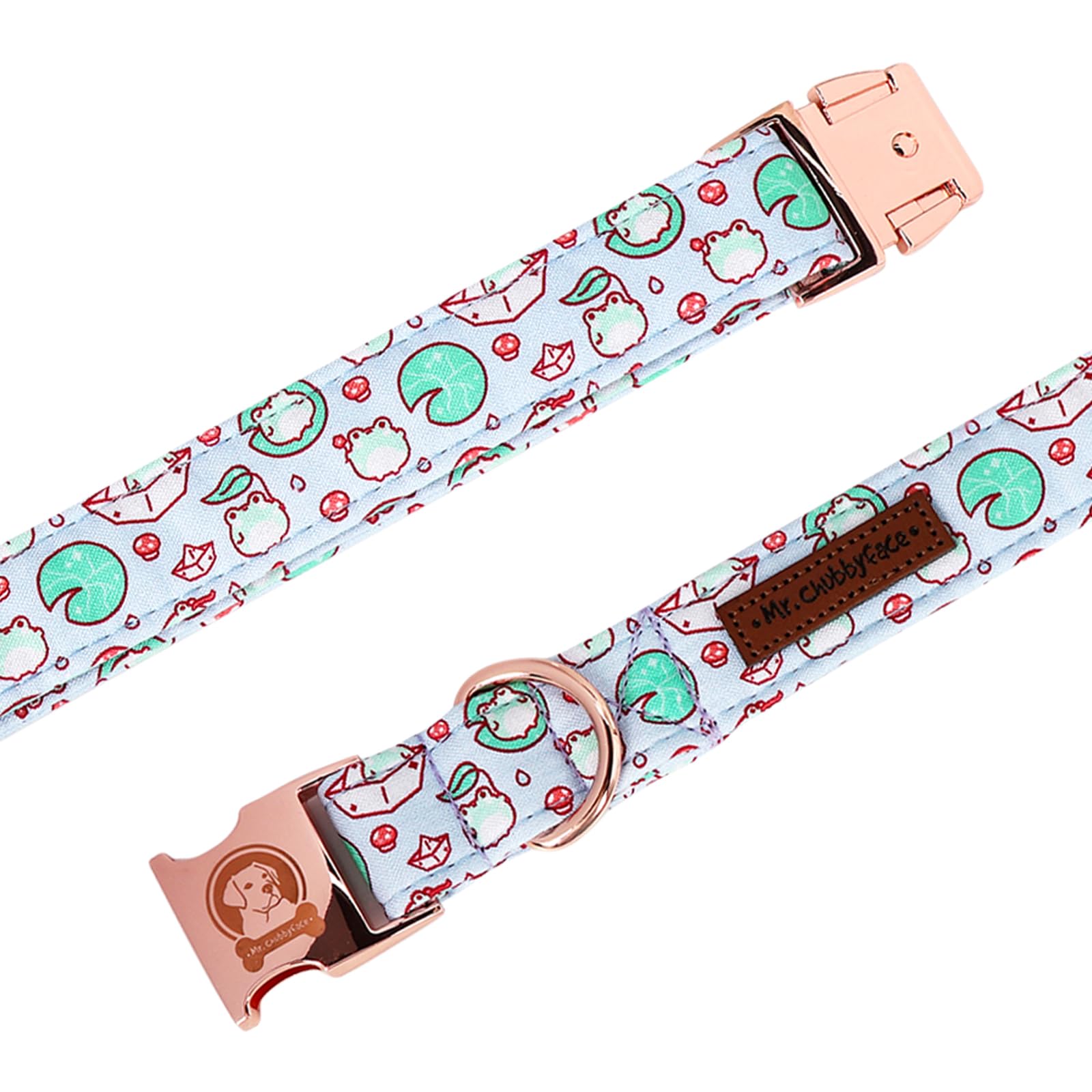 Mr. Chubbyface Spring Summer Dog Collar, Cute Frog Lotus Leaf Dog Collars, Durable Female Male Pet Collars For Small Medium Larg