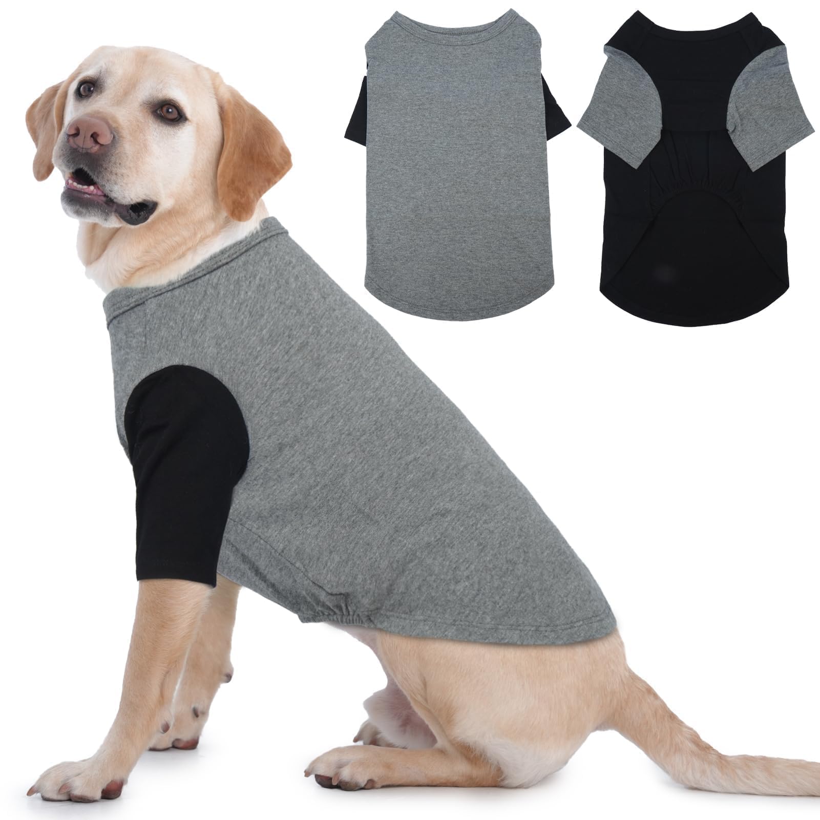 Ikipuko 2 Pack Dog Shirt For Large Dogs Xxl - Soft Breathable Cotton Tees, Freedom Of Movement Prevents Overheating Clothes For 