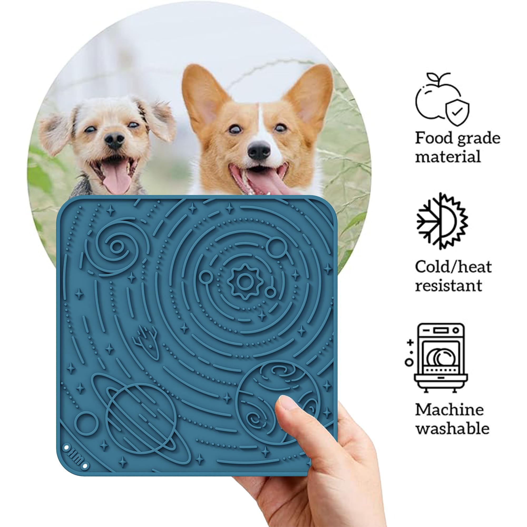 Ohmo Lick Mat For Dogs And Cats(Small, Dark&Light Blue, 2Pcs) Enrichment Accessories Toy Space Star Easy Clean Pet Slow Feeder/S
