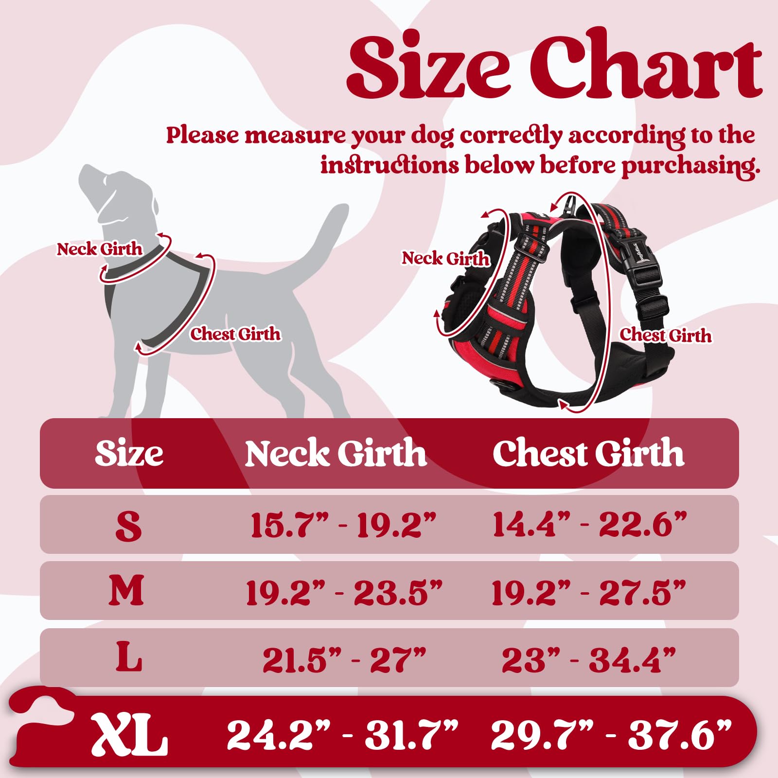 Rabbitgoo Dog Harness For Large, No Pull Pet Harness With 3 Buckles, Adjustable Soft Padded Pooch Vest With Instant Control Handle, Easy Walking Reflective Pet Vest For Extra Large Dogs, Red, Xl