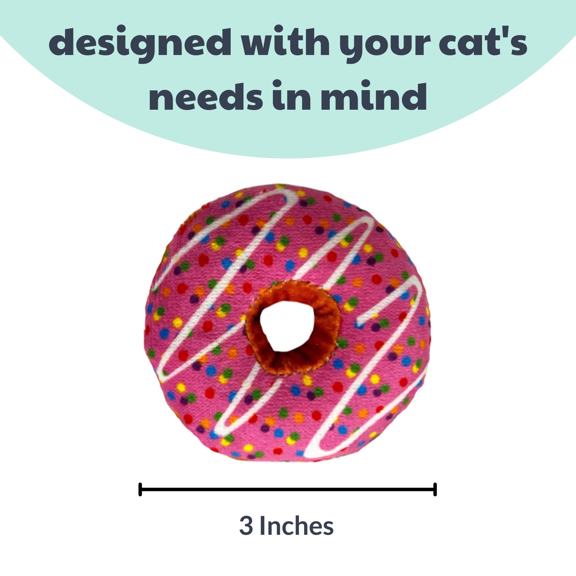 Huxley & Kent Plush Cat Toy - Strawberry Donut - Strong Catnip Filled - Plush Interactive Kitten And Cat Toy With Catnip And Cri