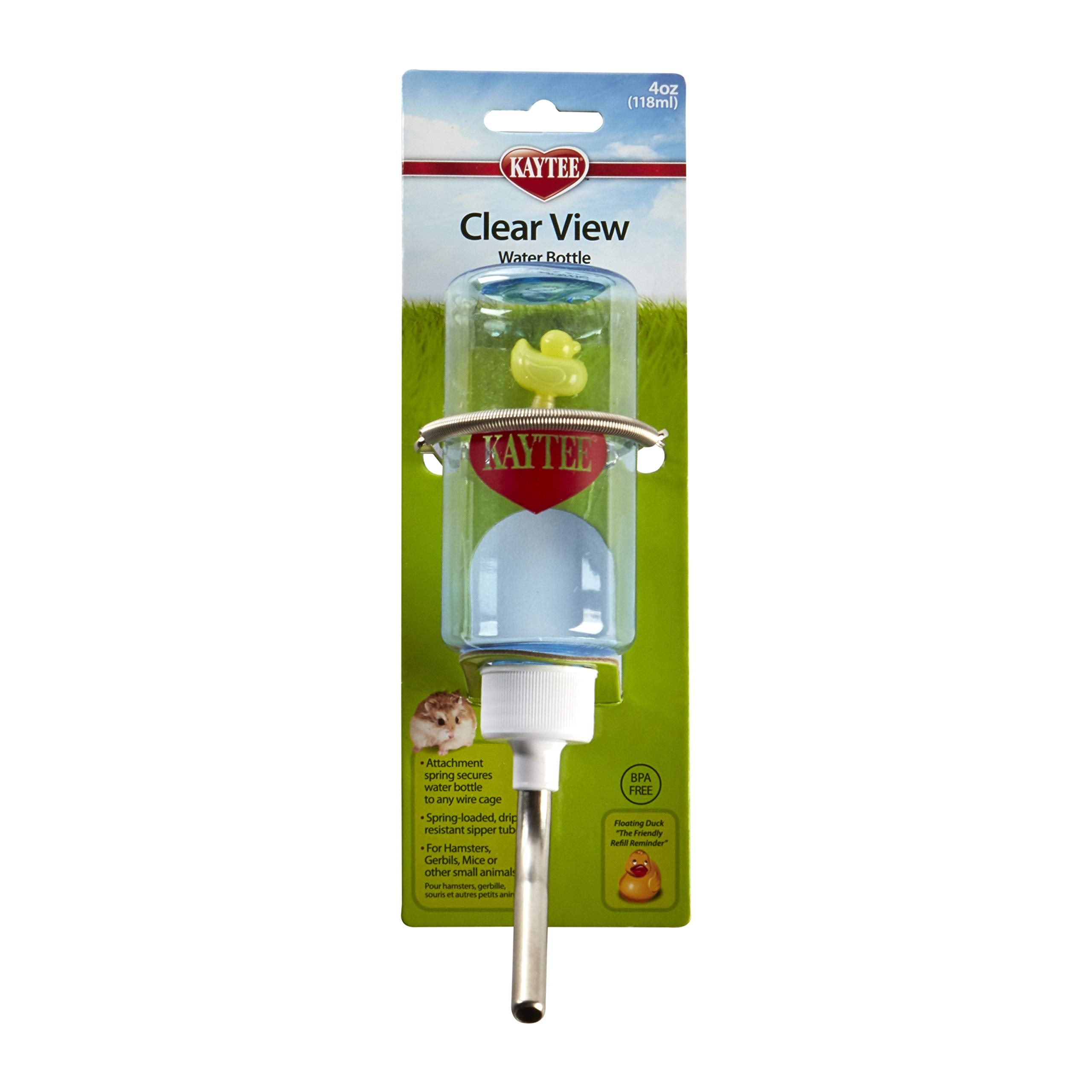 Kaytee Clear View Water Bottle For Pet Gerbils, Hamsters & Mice, 4 Oz