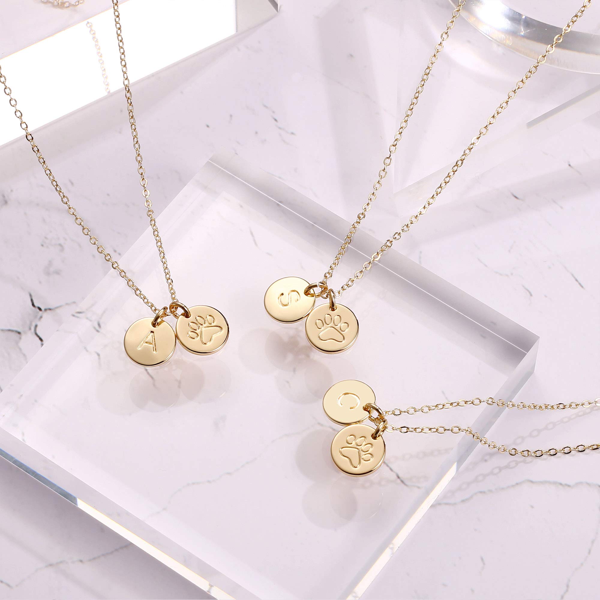 Dog Mom Gifts For Women Necklace, 14K Gold Filled Dog Lover Gifts S Letter Initial Necklace Women Girls Alphabet Disc Puppy Paw Print Necklace Pet Dog Lovers Gifts For Dog Mom