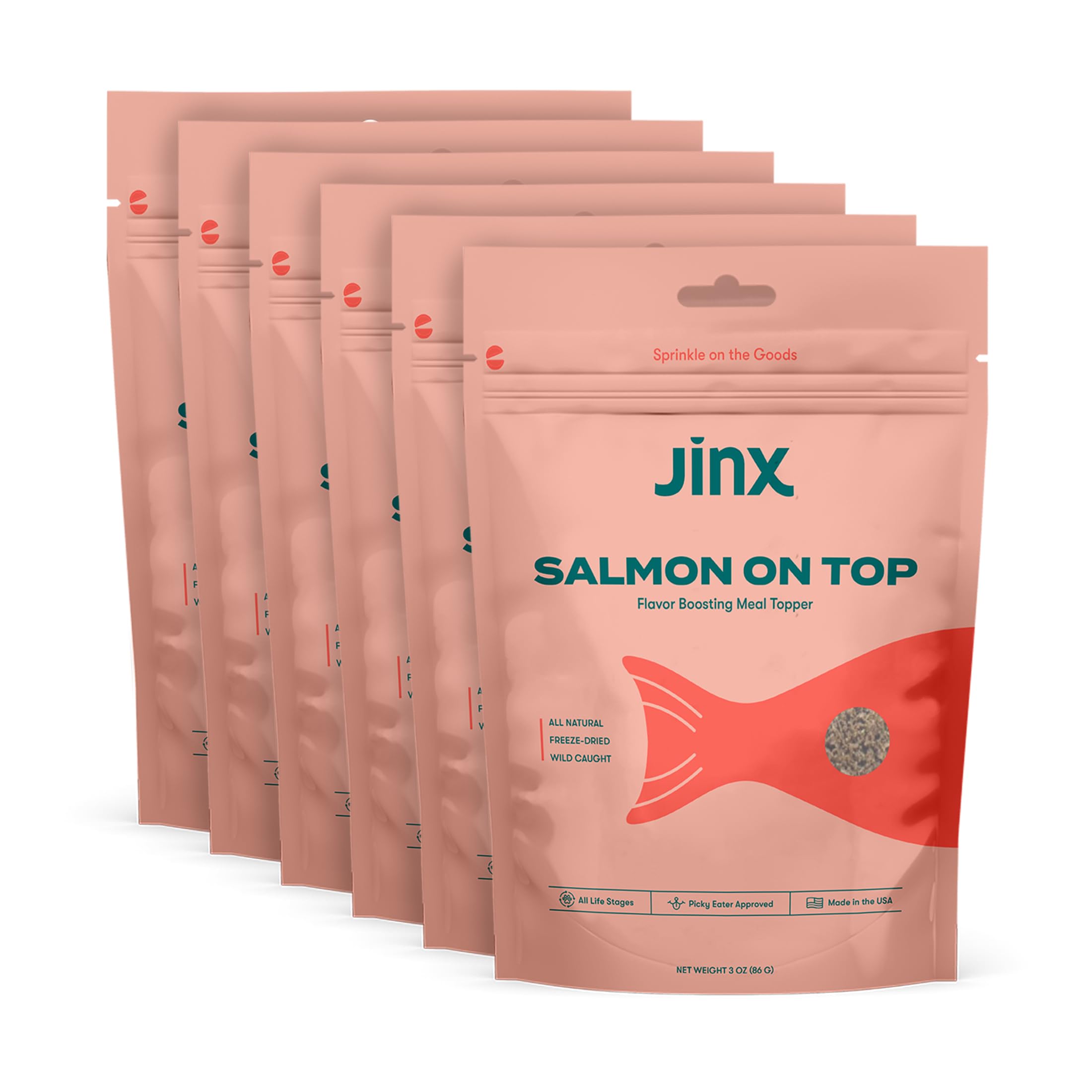 Jinx Salmon Dog Food Topper, Flavor Boosting Meal Topper with Freeze-Dried Wild-Caught Salmon, No Fillers, for All Lifestages, 3