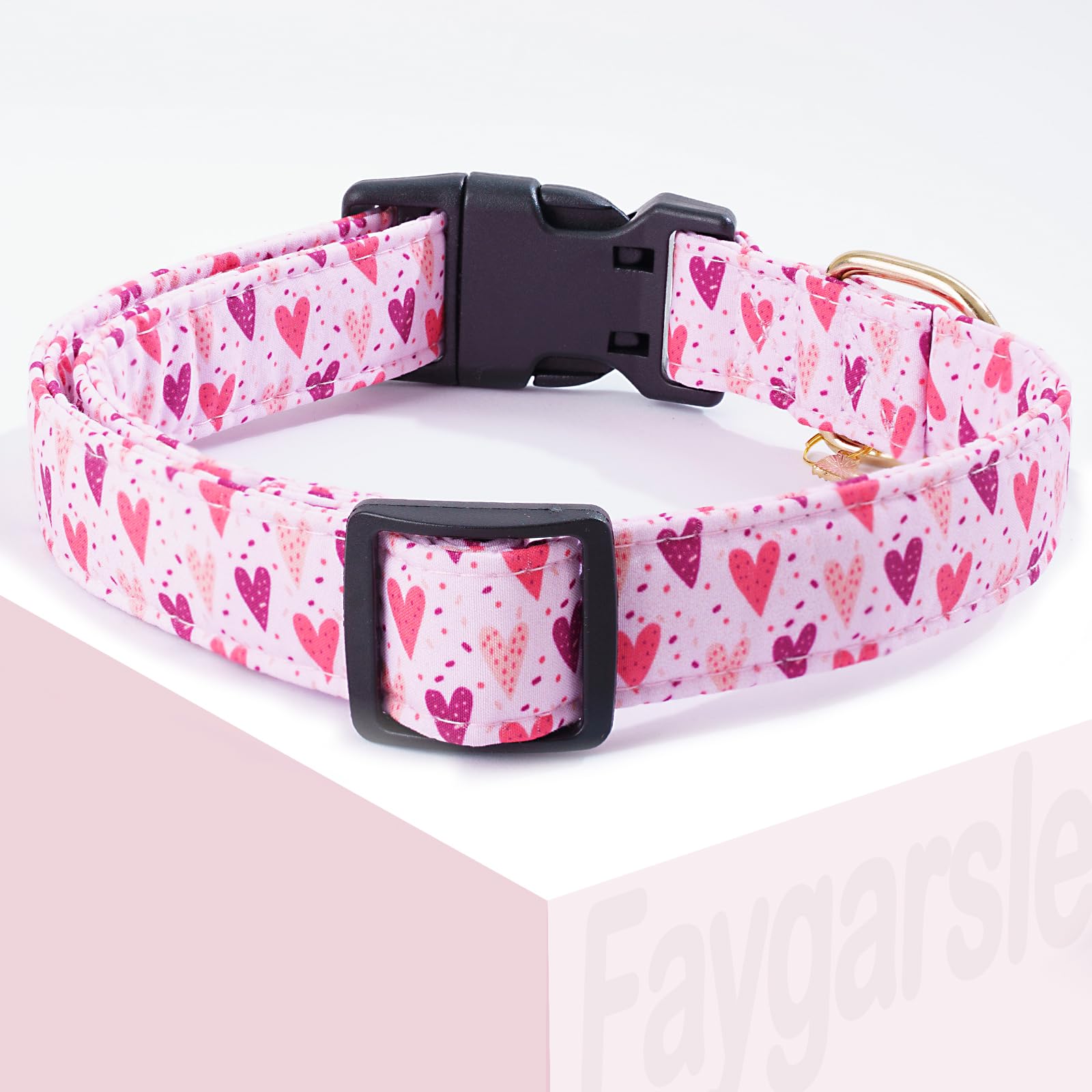 Faygarsle Dog Collar For Small Medium Large Dogs Cute Puppy Collars Valentine'S Day Heart Print Dog Collar Pink And Purple Heart