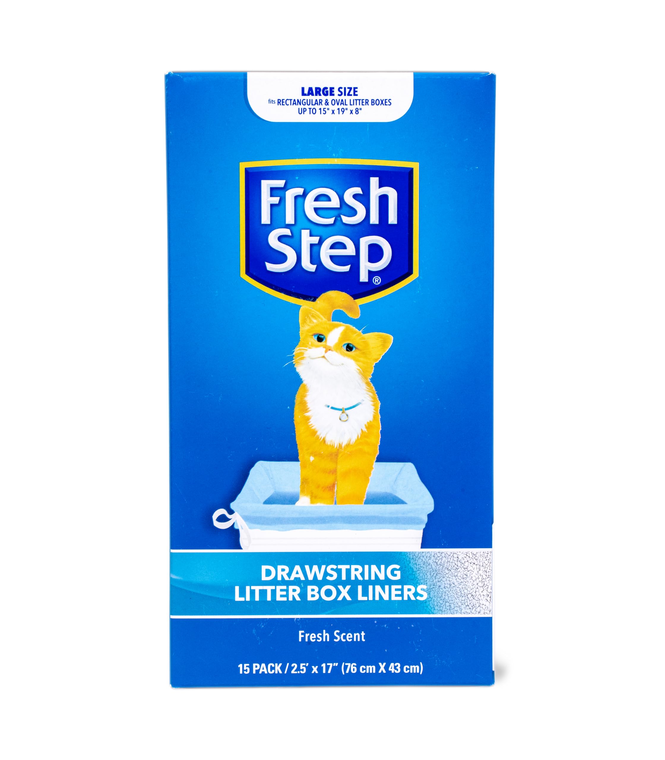 Fresh Step Drawstring Cat Litter Box Liners, Fresh Scent, Size Large, 30' X 17' | Kitty Litter Bags - 15 Count - Cat Litter Liners For Rectangle Or Oval Litterboxes