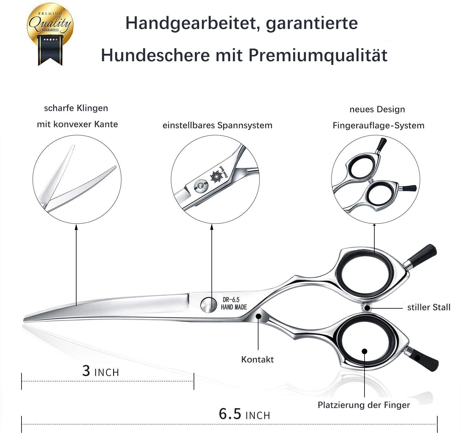 Grooming Pet Shear, 6.5 Inch Downword Curved Scissors, Curved Shears For Cat Shears And Small Dog Shears Or Any Breed Trimming Cuts, Design For Professional Pet Groomer