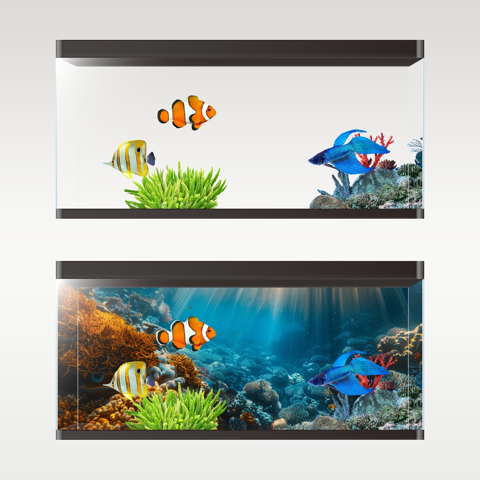 Avolander Aquarium Background, Ocean Fish Tank Background, Terrarium Background Vinyl 30 x 16 inches