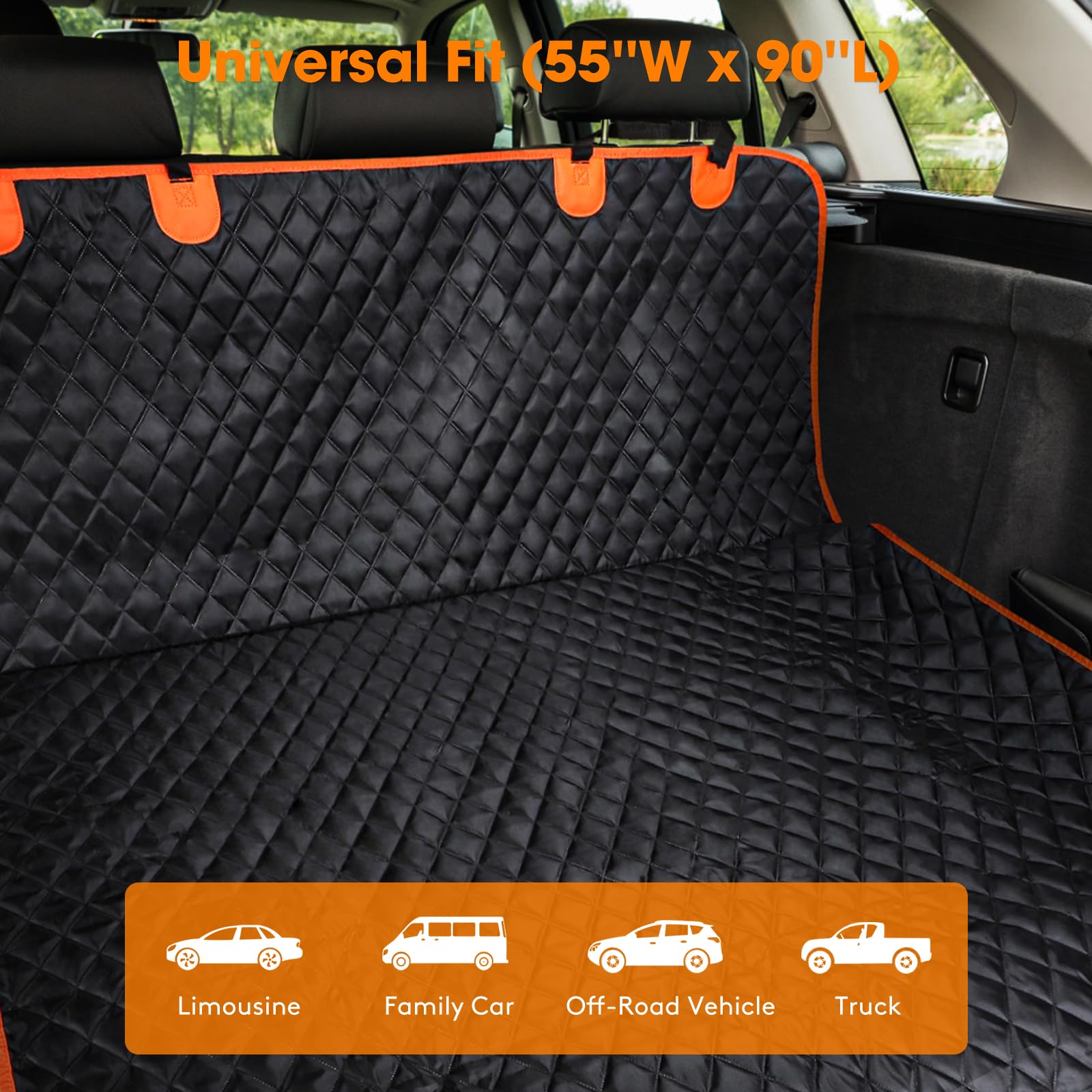 MIXJOY Waterproof SUV Cargo Liner for Dogs, Pet Cover Mat With Bumper Flap Protector, Nonslip Seat Cover for Trunk Sedans Vans,