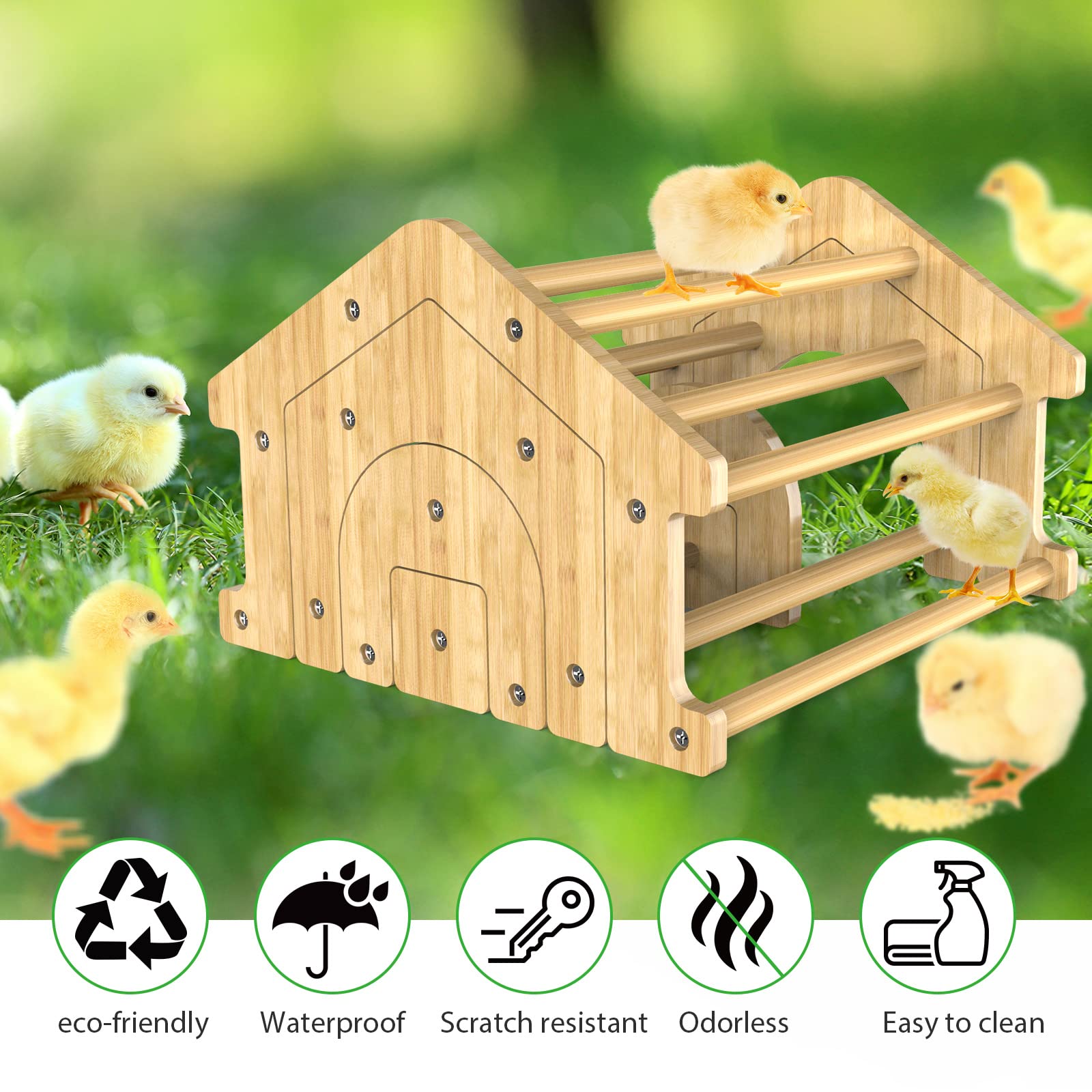 Ensayeer Bamboo Chicken Perch Set(4 Pack), Strong Roosting Bar For Coop And Brooder, Training Perch For Large Bird, Hens, Parrots, Macaw, Easy To Assemble And Clean, Fun Toys For Chicken