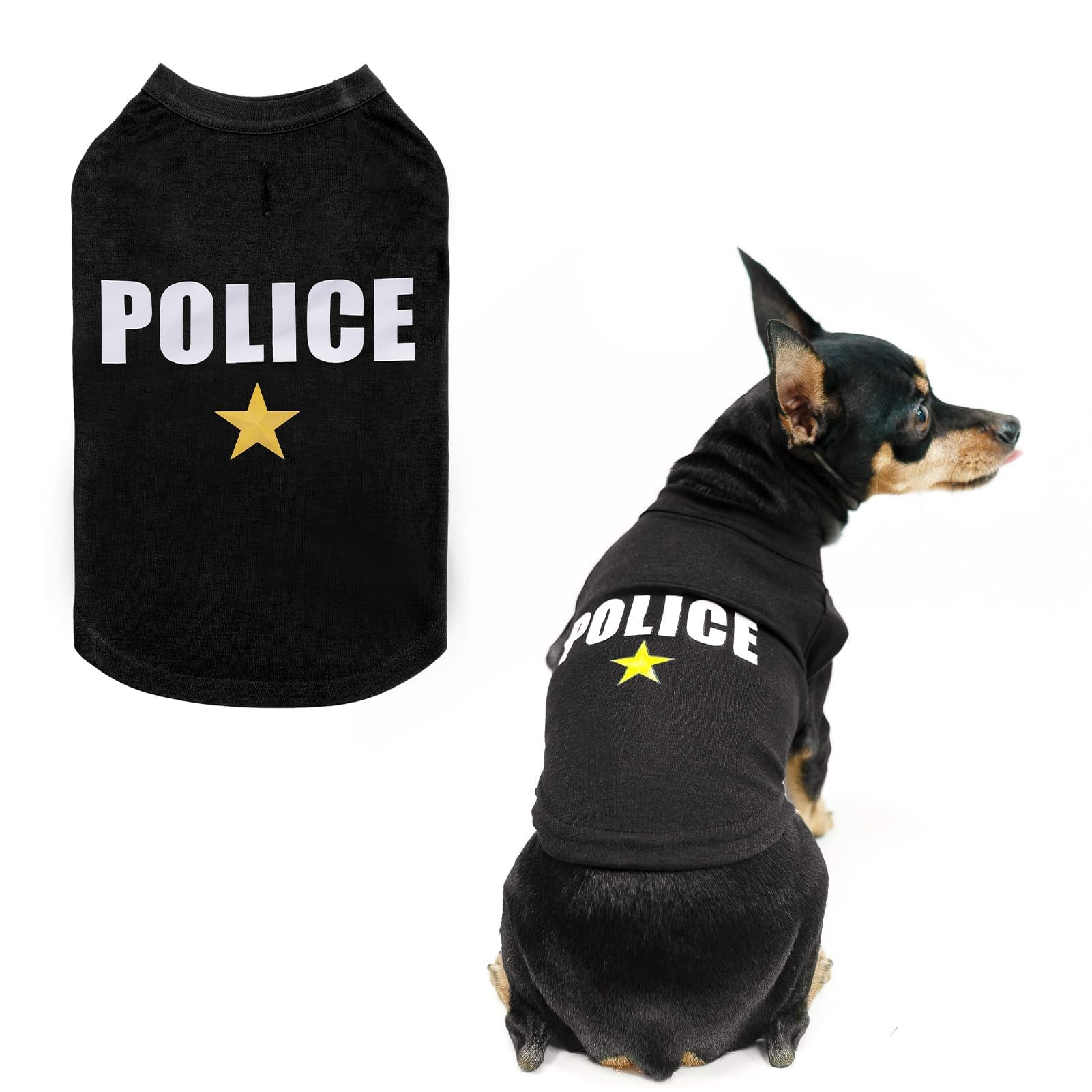 Bingpet Police Dog Shirts,Soft Cotton Puppy Tshirt,Breathable Lightweight Dog Costumes Tank Top Vest,Machine Washable Stretchy Dog Clothes For Small Medium Large Dogs Boy Girl
