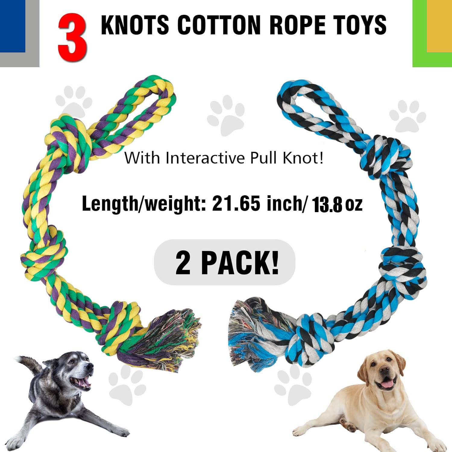 Tuahoo 2 Pack Dog Rope Toys, Indestructible Dog Toy For Large/Medium Aggressive Chewers, Tough Chew Rope Tug Of War For Dogs, In
