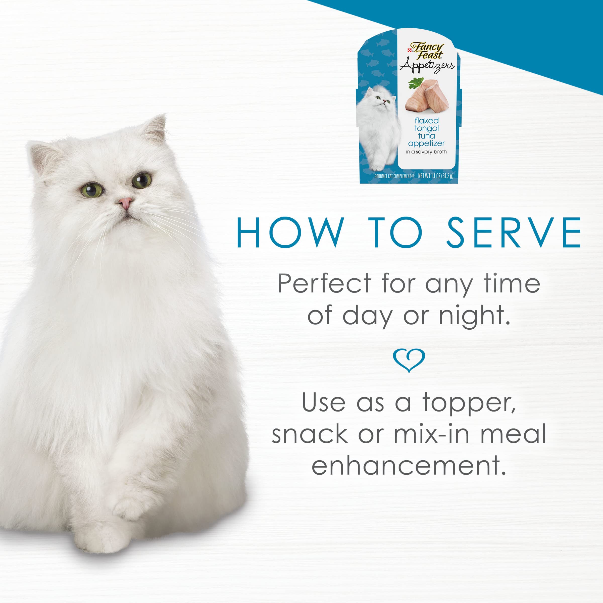 Purina Fancy Feast Appetizers Grain Free Cat Food Flaked Tongol Tuna Appetizer Lickable Cat Food Topper - (Pack of 10) 1.1 oz. T