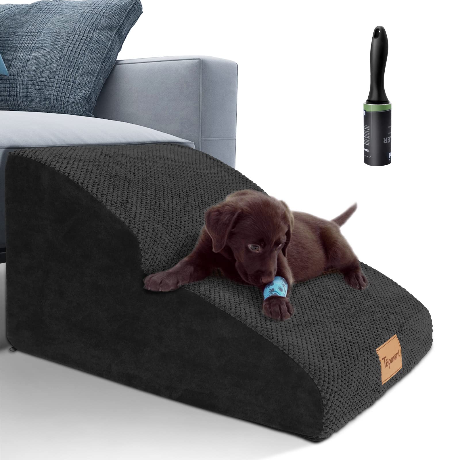 Topmart High Density Extended Foam Dog Ramp&Steps 2 Tiers,11.8' High,Non-Slip Dog Stairs,Soft Foam Dog Ladder With Waterproof Cover,Best For Dogs Injured,Older Cats,Pets With Joint Pain