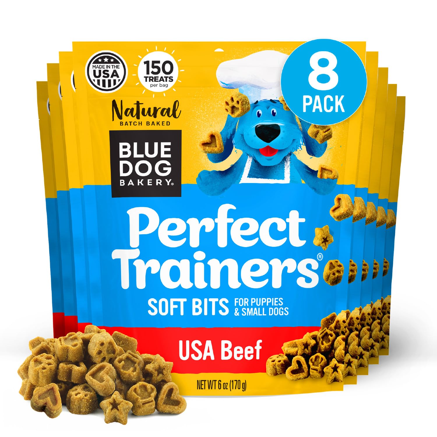 Blue Dog Bakery Perfect Trainers Treat | Small, Soft & Chewy Beef Flavor | Natural Healthy Dog Treats, 6 oz (Pack of 8)