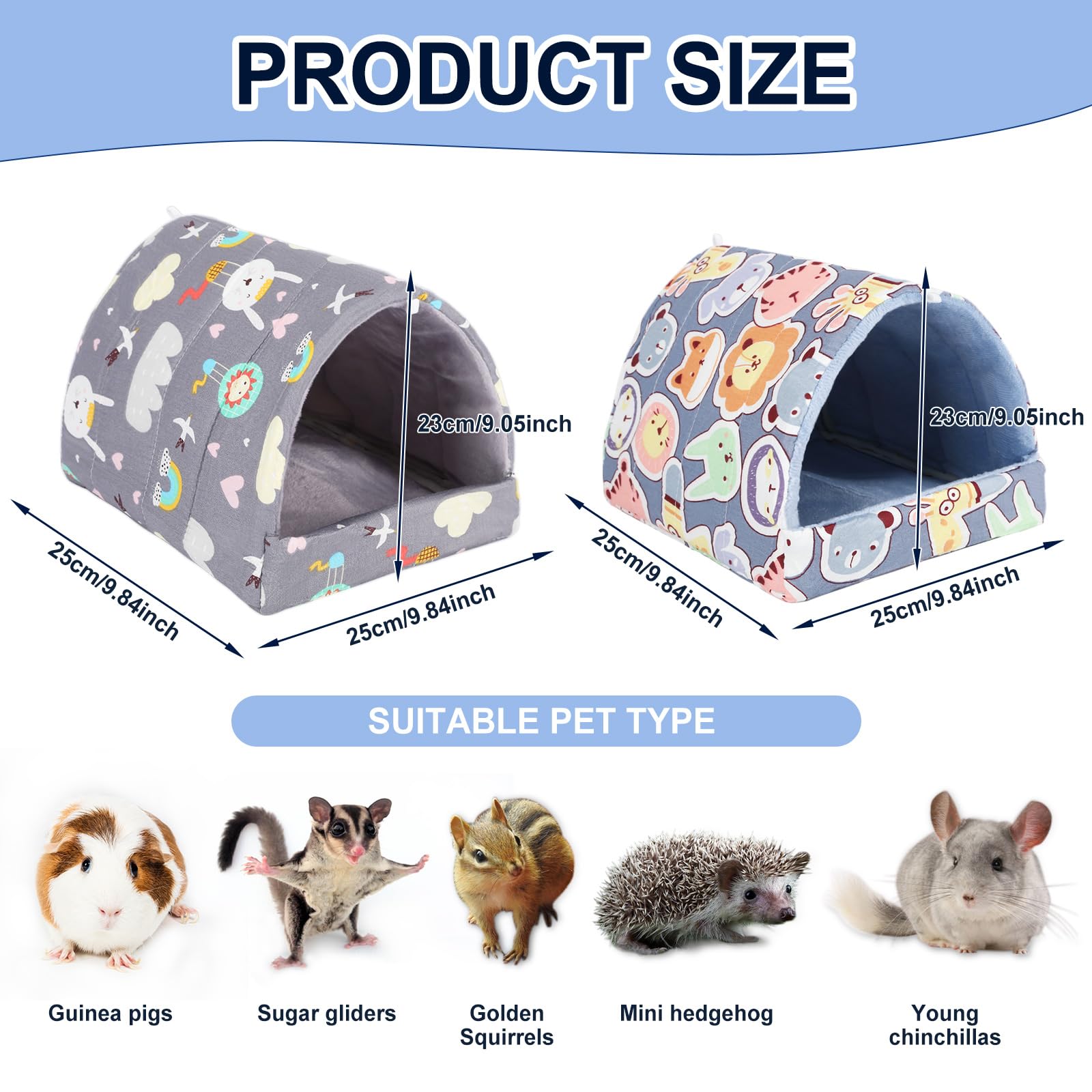 Upins 2 Pack Guinea Pig Hideout,Guinea Pig Bed Washable Small Animal House Cage Accessories For Mouse Chinchillas Hamsters Hedge