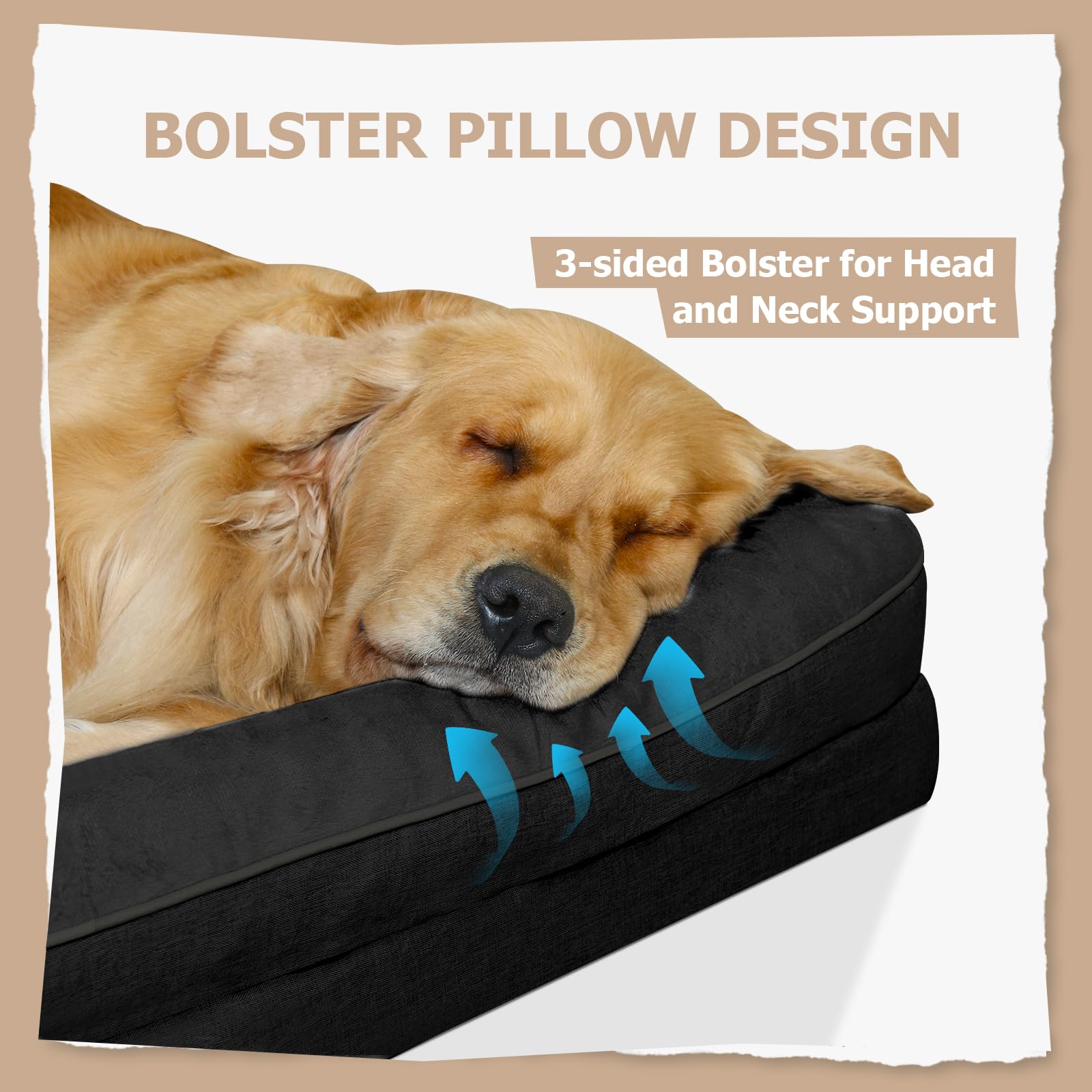 Dokdogs Orthopedic Dog Bed Medium Size Dogs Beige Dog Sofa Bed With Removable Washable Cover Memory Foam Pet Couch Bed Comfort B