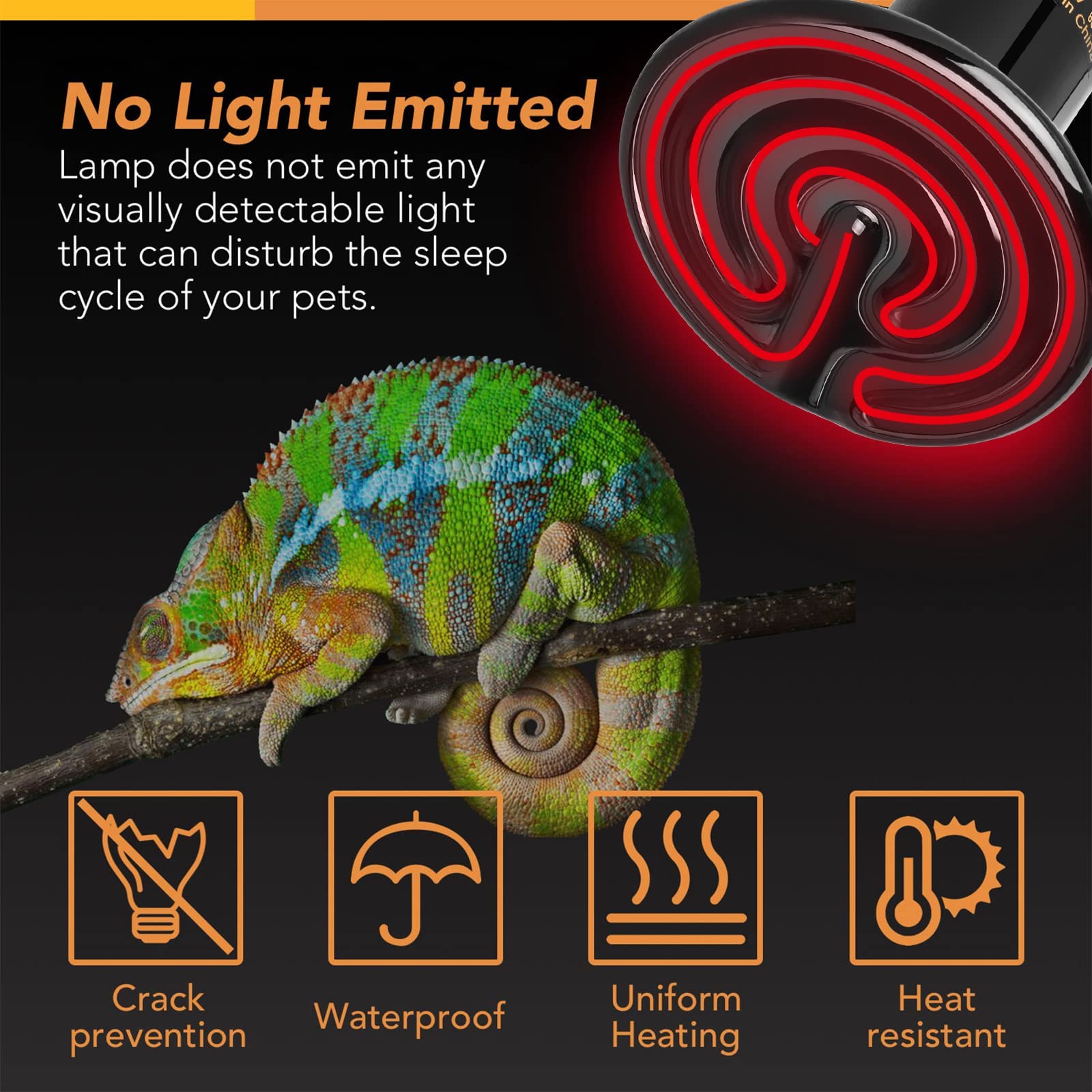 Simple Deluxe 60W Ceramic Heat Emitter Reptile Heat Lamp Bulb No Light Emitting Brooder Coop Heater for Amphibian Pet & Incubati