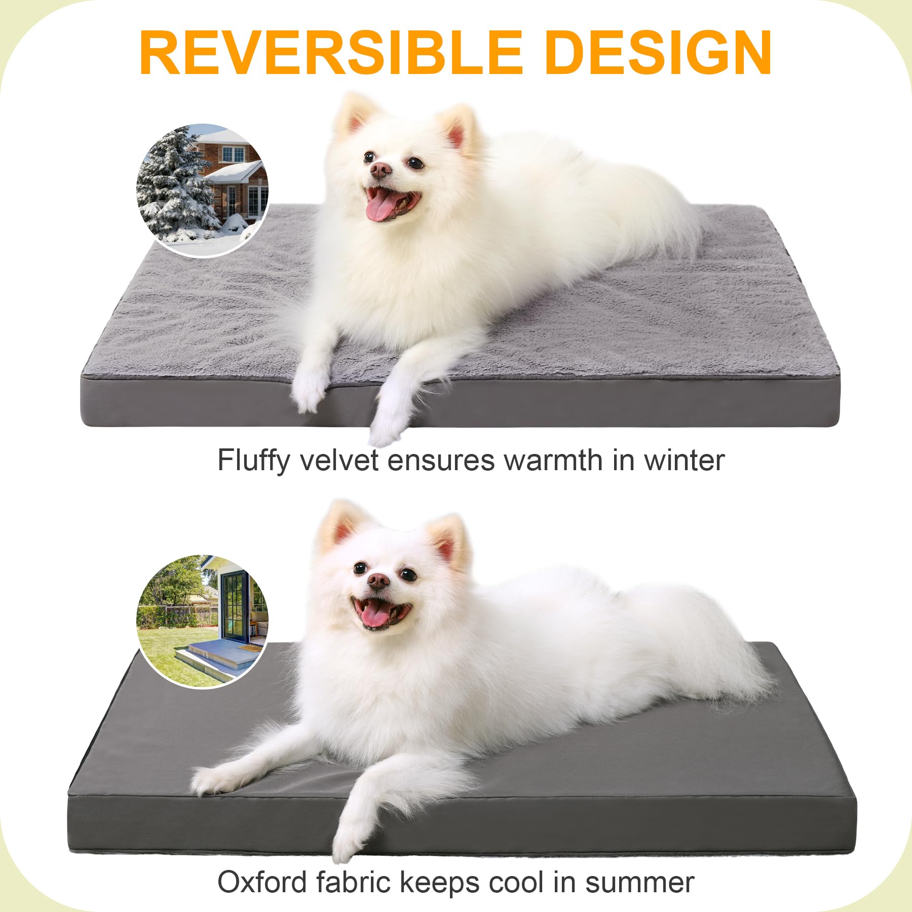 Ksiia Orthopedic Dog Bed Dog Crate Bed Waterproof Dog Beds For Medium Dogs Deluxe Plush Washable Dog Bed With Egg Crate Foam & Removable Cover, 29 X 18 Inch, Dark Gray