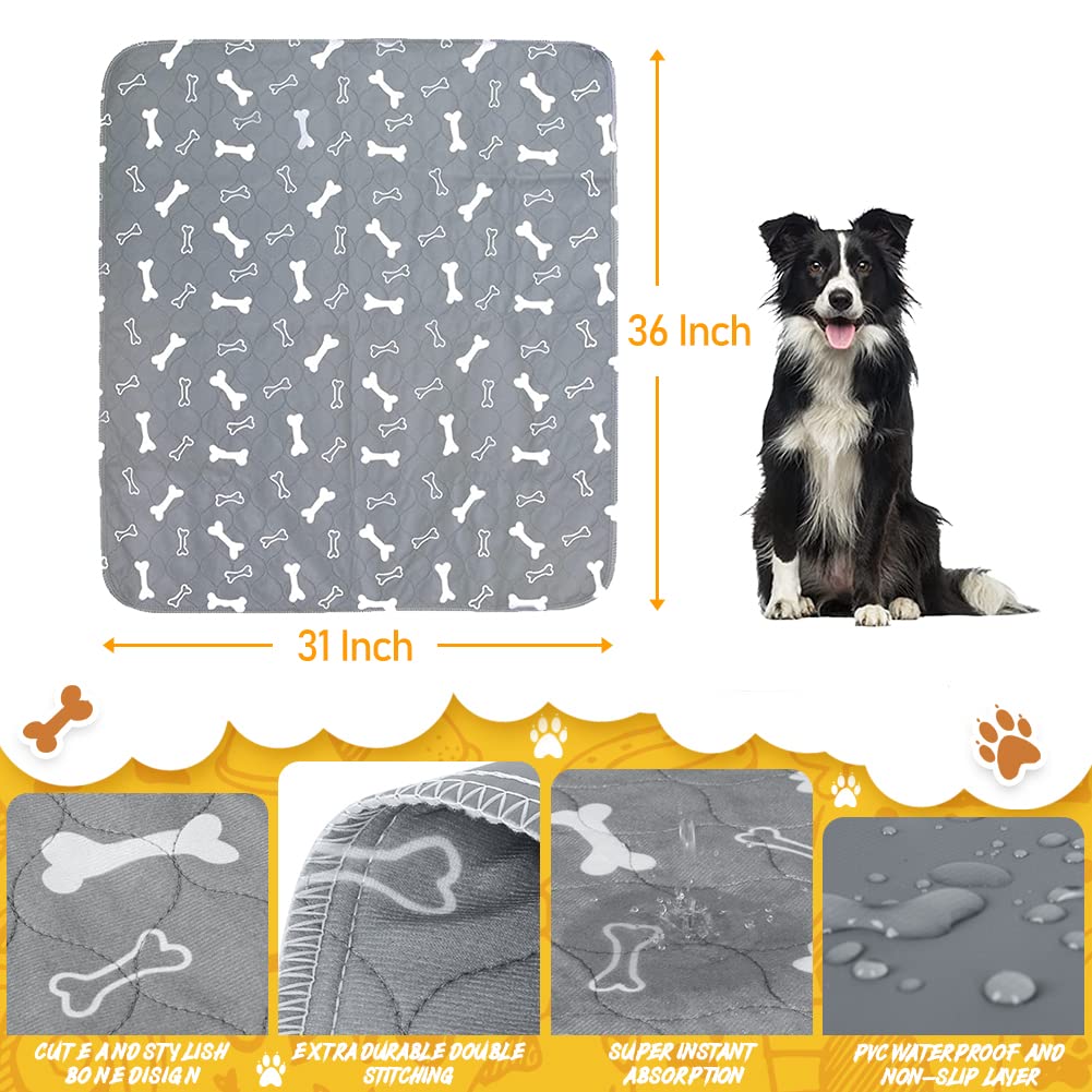 2Pack Washable Pee Pads For Dogs 36 X 31 Inch Reusable Puppy Pads, High Urine Absorption Waterproof Puppy Pad Reusable Potty Pads For Dogs Whelping Potty Training