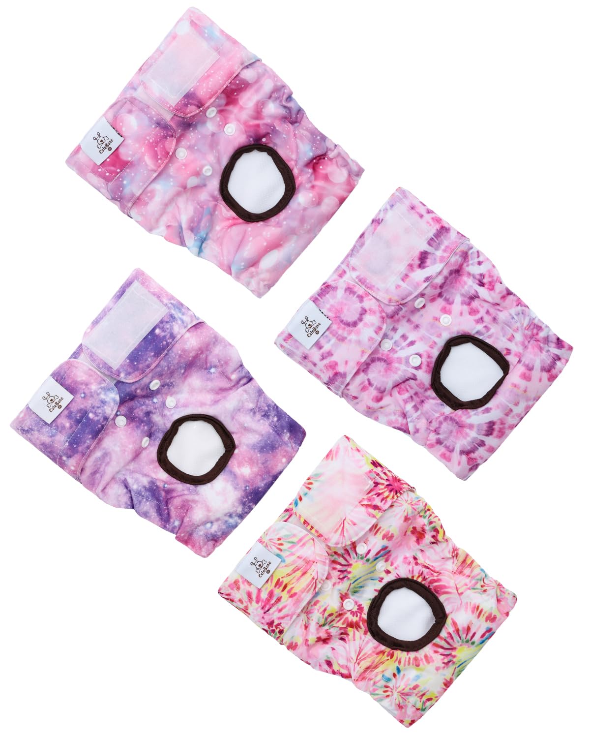 Cutebone Washable Female Dog Diapers 4 Pack Reusable Doggie Heat Diapers For Period Fmg04S