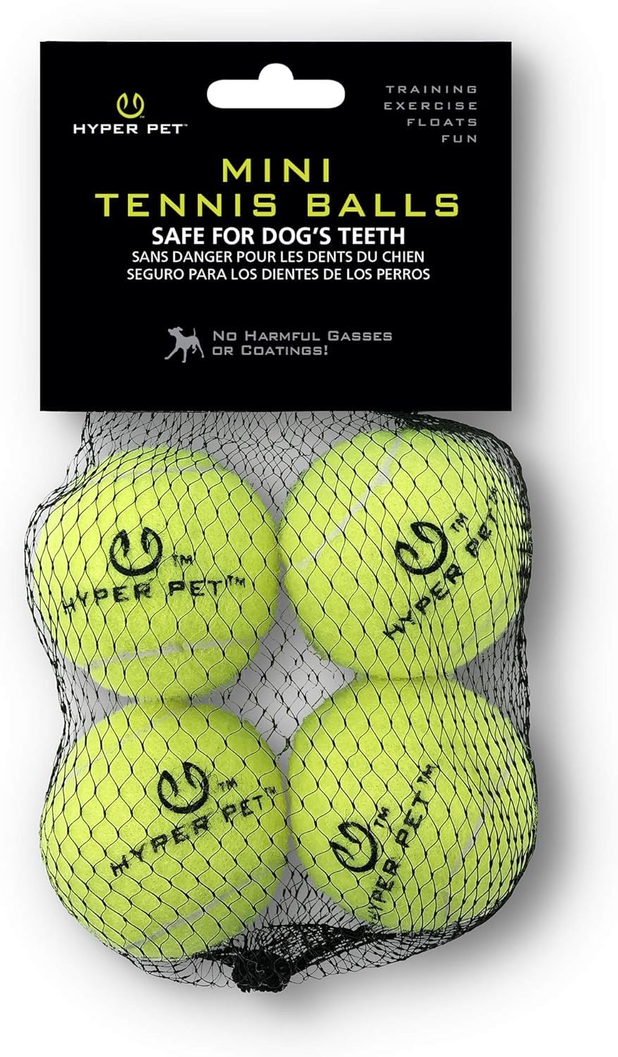 Hyper Pet Mini Tennis Balls For Dogs (Pet Safe Dog Ball For Exercise & Training, Interactive Toys Work With Hyper Pet K9 Kannon Mini Launcher - 4 Pack Mini Green