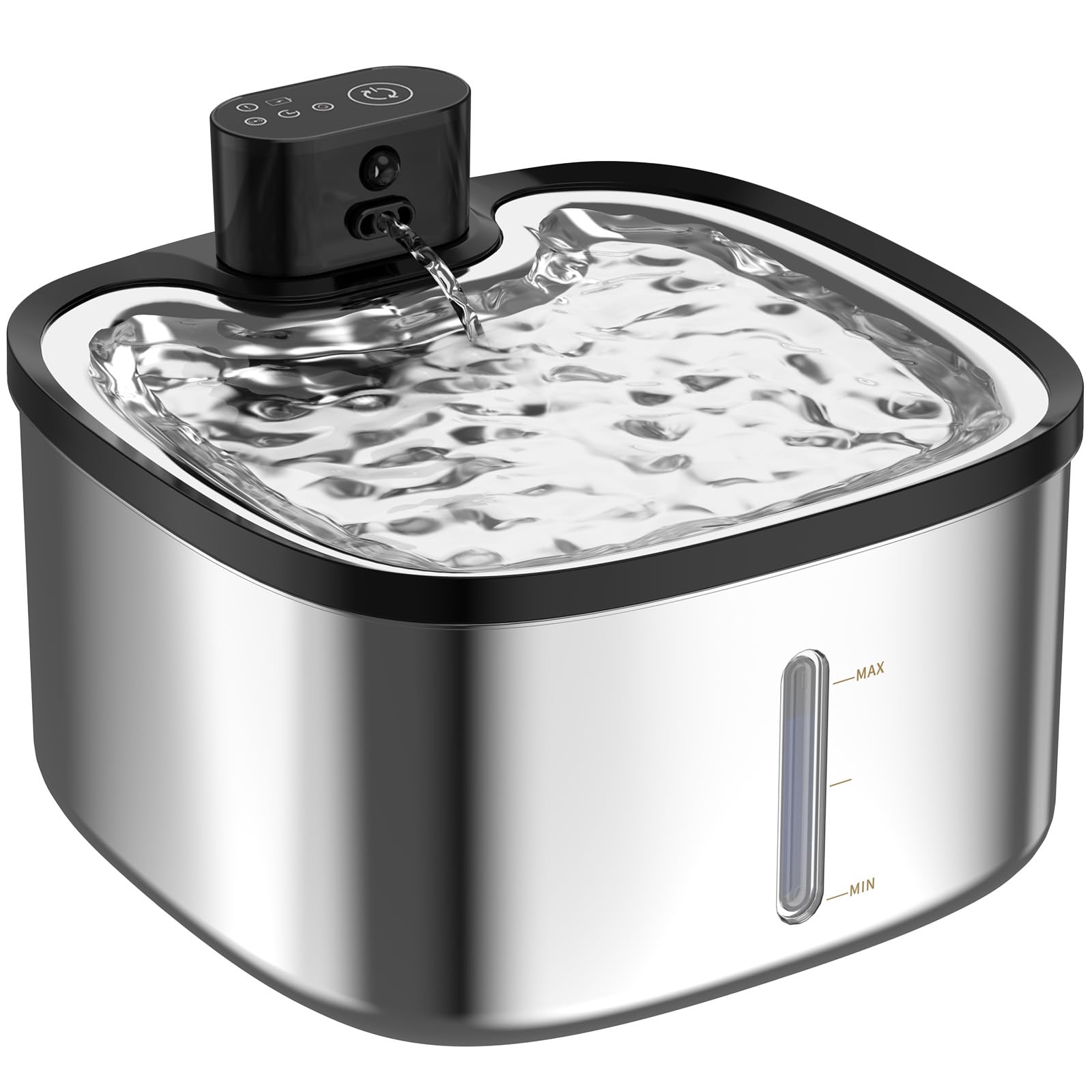 Wireless Cat Water Fountain Stainless Steel, 118oz/3.5L Cordless Automatic Pet Water Dispenser for Cats Indoor, with Motion Sens