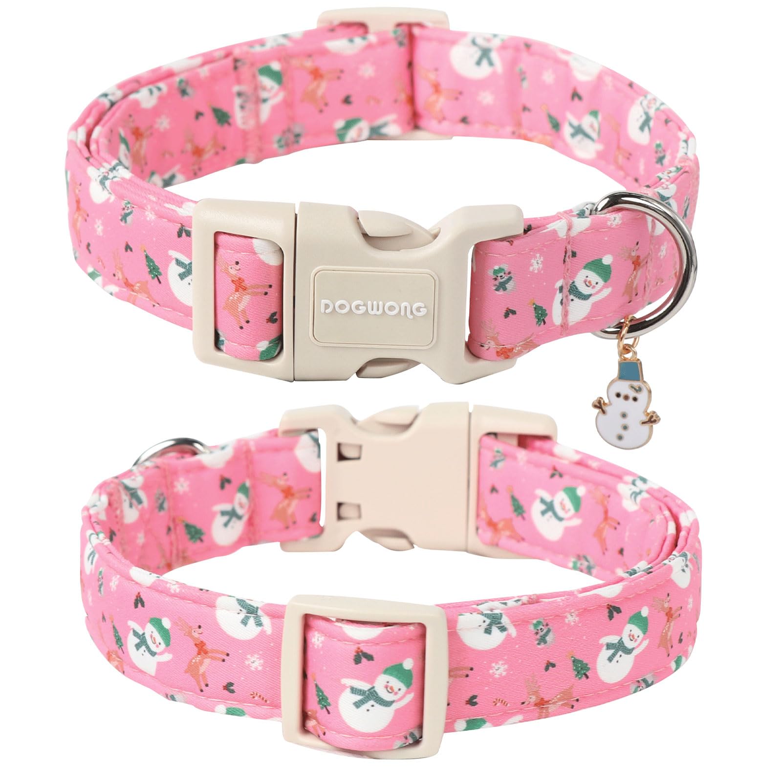 Dogwong Snowman Dog Collar- Cute Designer Christmas Blue Dog Collars Adjustable Deer Dog Collar For Small Medium Large Dogs Xl