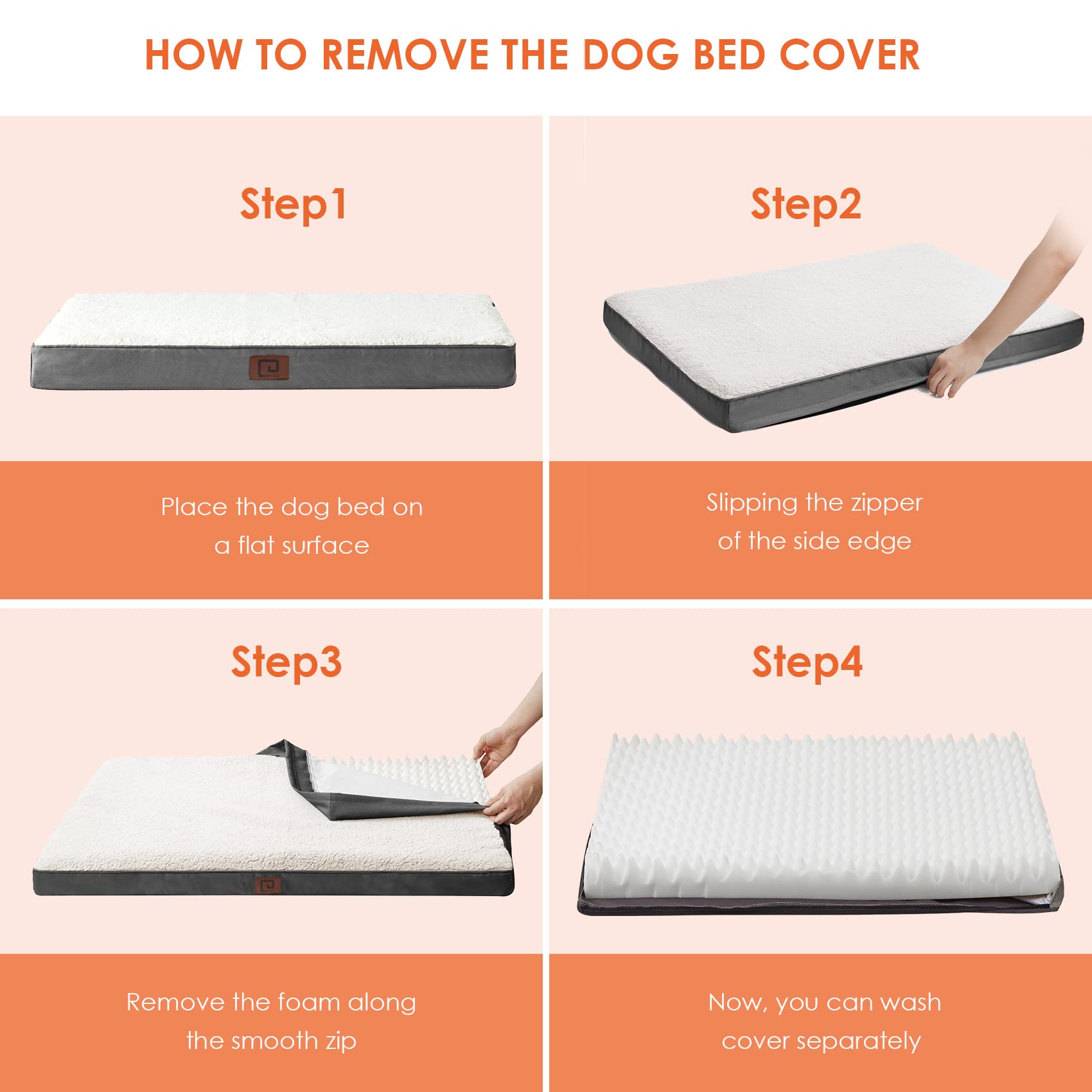 Eheyciga Orthopedic Xl Dog Beds For Extra Large Dogs With Removable Washable Cover, Beige, 44X32