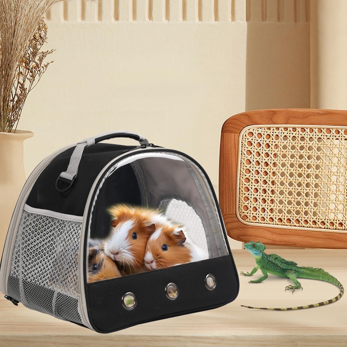 Bearded Dragon Travel Carrier,Lizards Carrier, Small Animal Travel Carrier for Sugar Glider Hedgehog Rat Parrot Bird Guinea Pig,