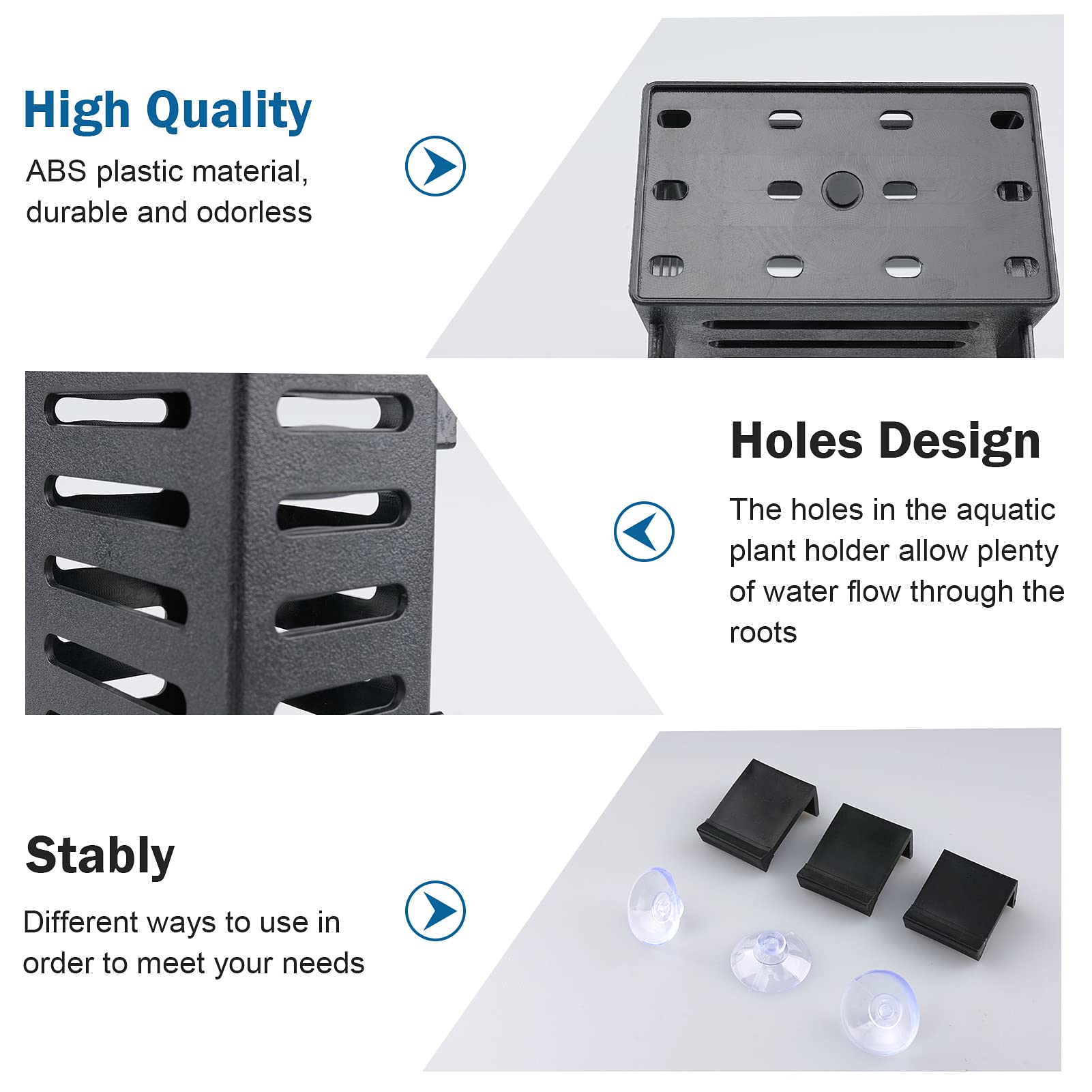 Uprony Aquarium Plant Holder 4 PCS Hanging Aquatic Plant Pot with 24 Hooks and 20 Suction Cups for Fish Tank Aquarium Planter an