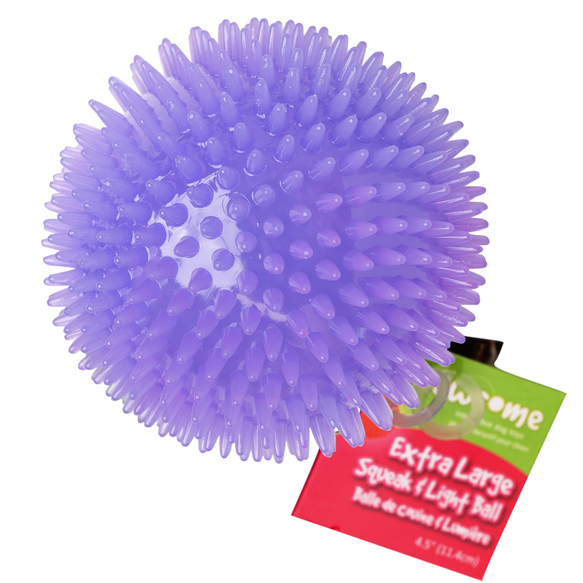 Gnawsome 4.5    Spiky Squeak & Light Ball Dog Toy - Extra Large, Cleans teeth and Promotes Dental and Gum Health for Your Pet, C