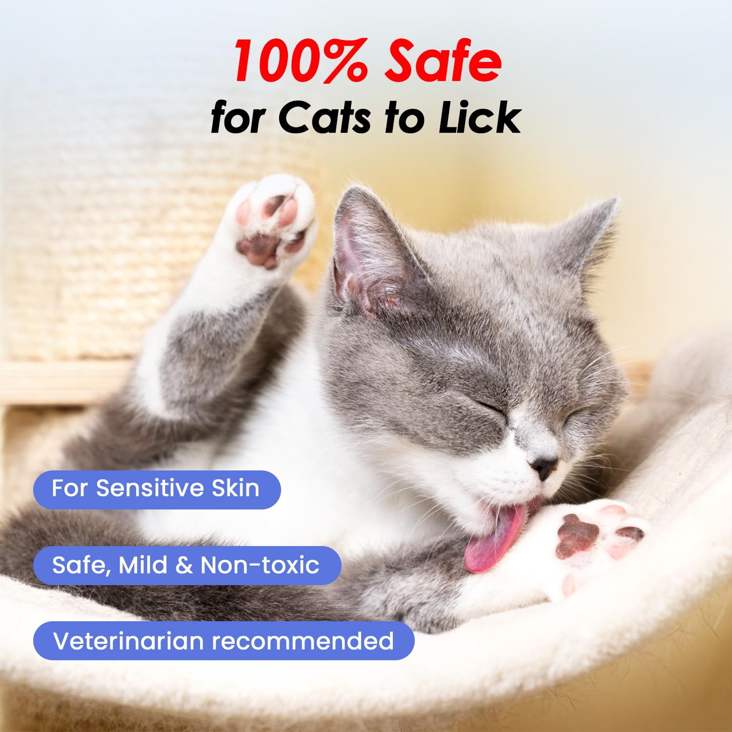 Cat Waterless Shampoo - No Rinse Formula For Quick Clean Between Baths, Hypoallergenic & Detangling, Reduce Itchy Skin Shedding