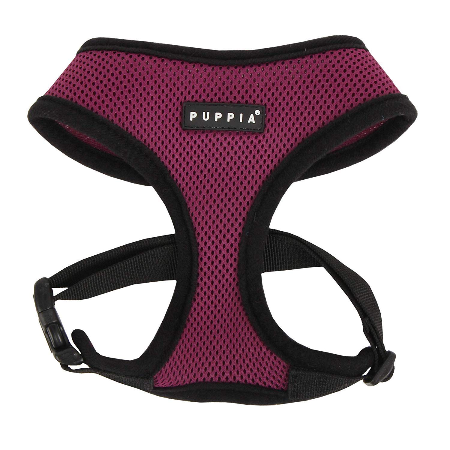 Puppia Soft Dog Harness No Choke Over-The-Head Triple Layered Breathable Mesh Adjustable Chest Belt And Quick-Release Buckle, Purple, Medium