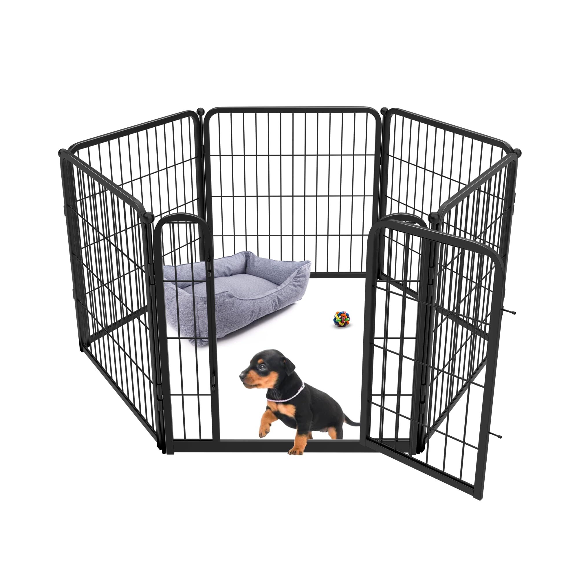Fxw Homeplus Indoor Dog Playpen - Stress-Free And Safe Play, 24 Inch 6 Panels For Puppy And Small Dogs, Black│Patented