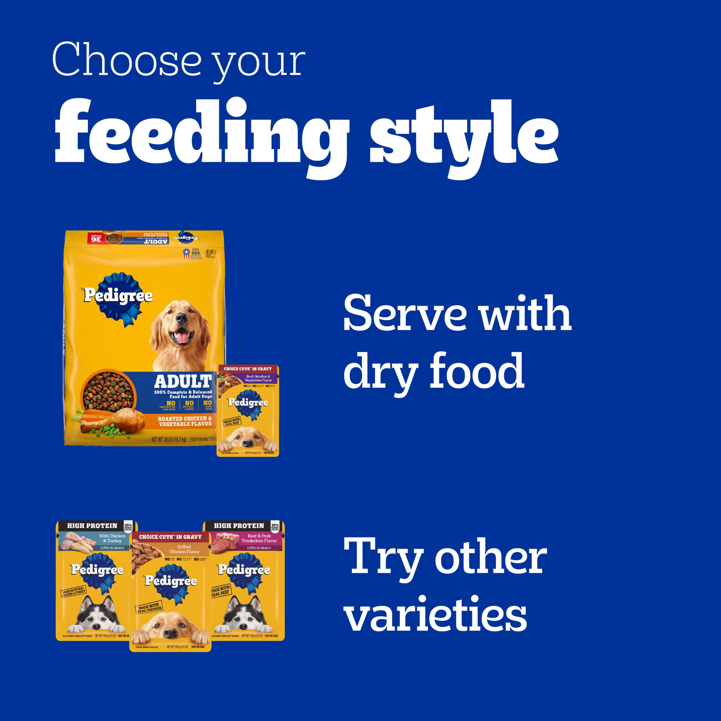 Pedigree Choice Cuts in Gravy Adult Soft Wet Dog Food 48-Count Variety Pack, 3.5 oz Pouches