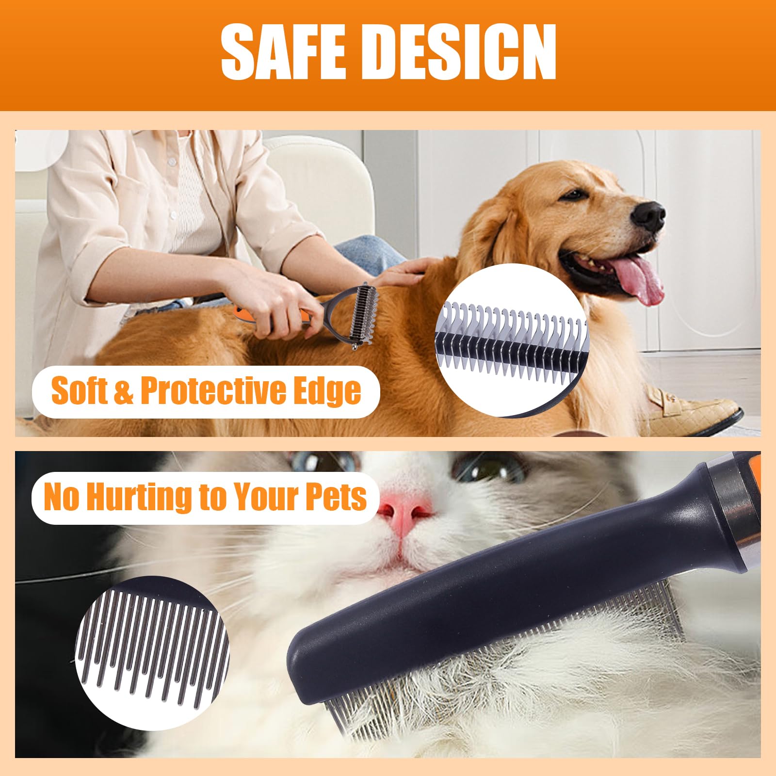 Kudcuom Pet Grooming Combo, Featuring A Deshedding Brush And Dematting Combs, Is Specifically Tailored For Long-Haired Dogs And