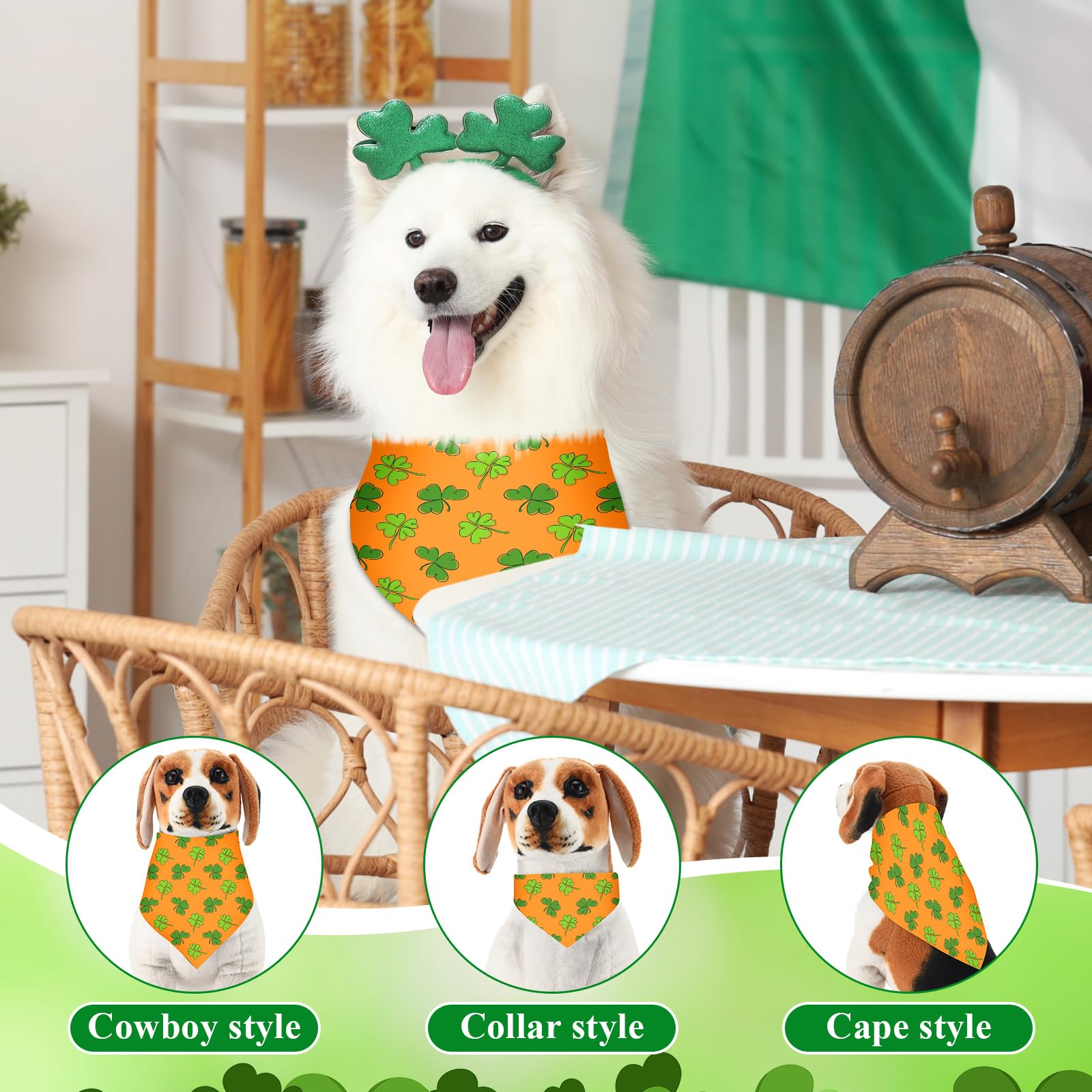 Reginary 108 Pcs St. Patrick'S Day Dog Bandanas Bulk With Neck Ties Set Washable Adjustable St. Patrick'S Day Dog Kerchief Scarf