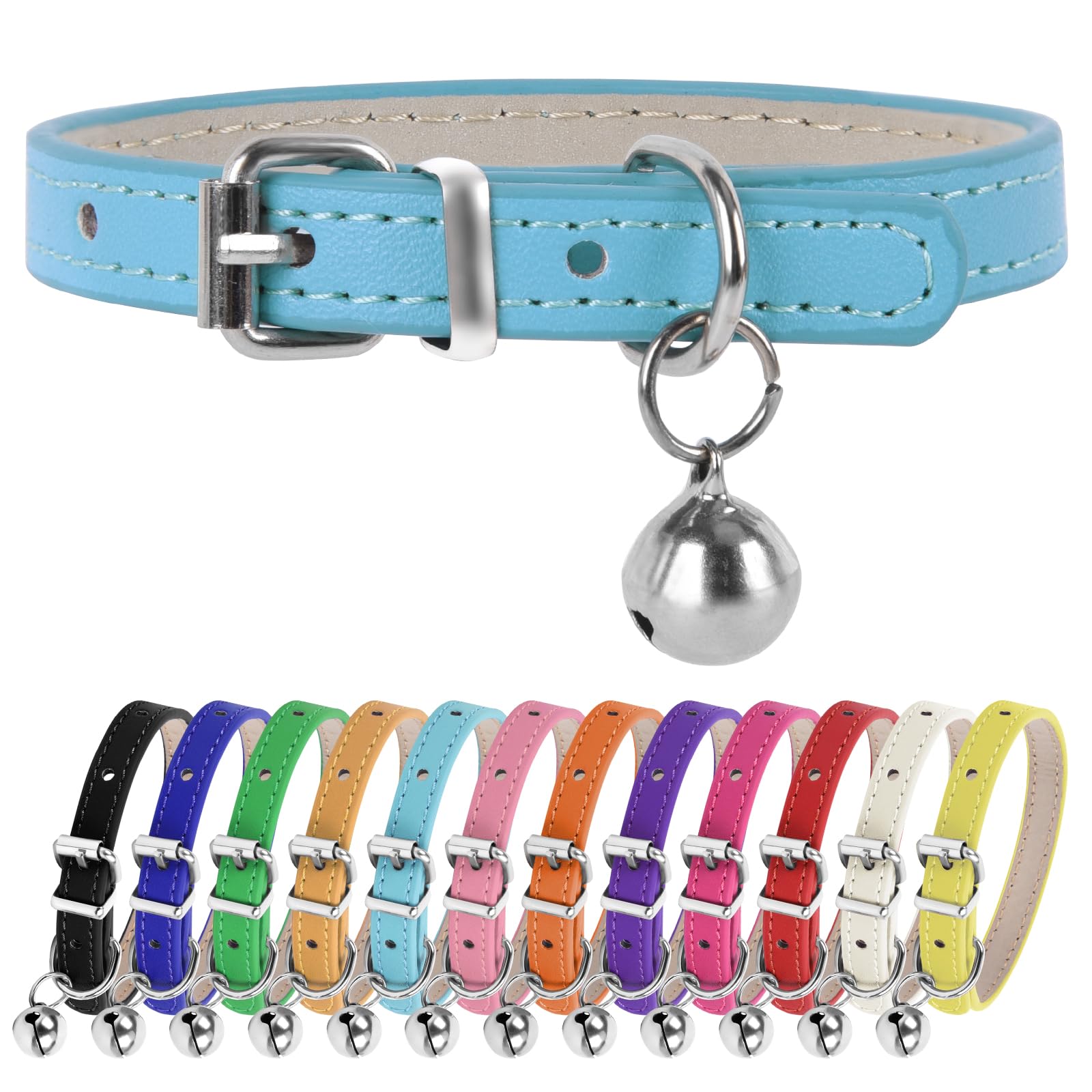 Xxs Teacup Dog Collar - Light Blue & Pink, 3/8 Inch Width For Small Dogs & Cats
