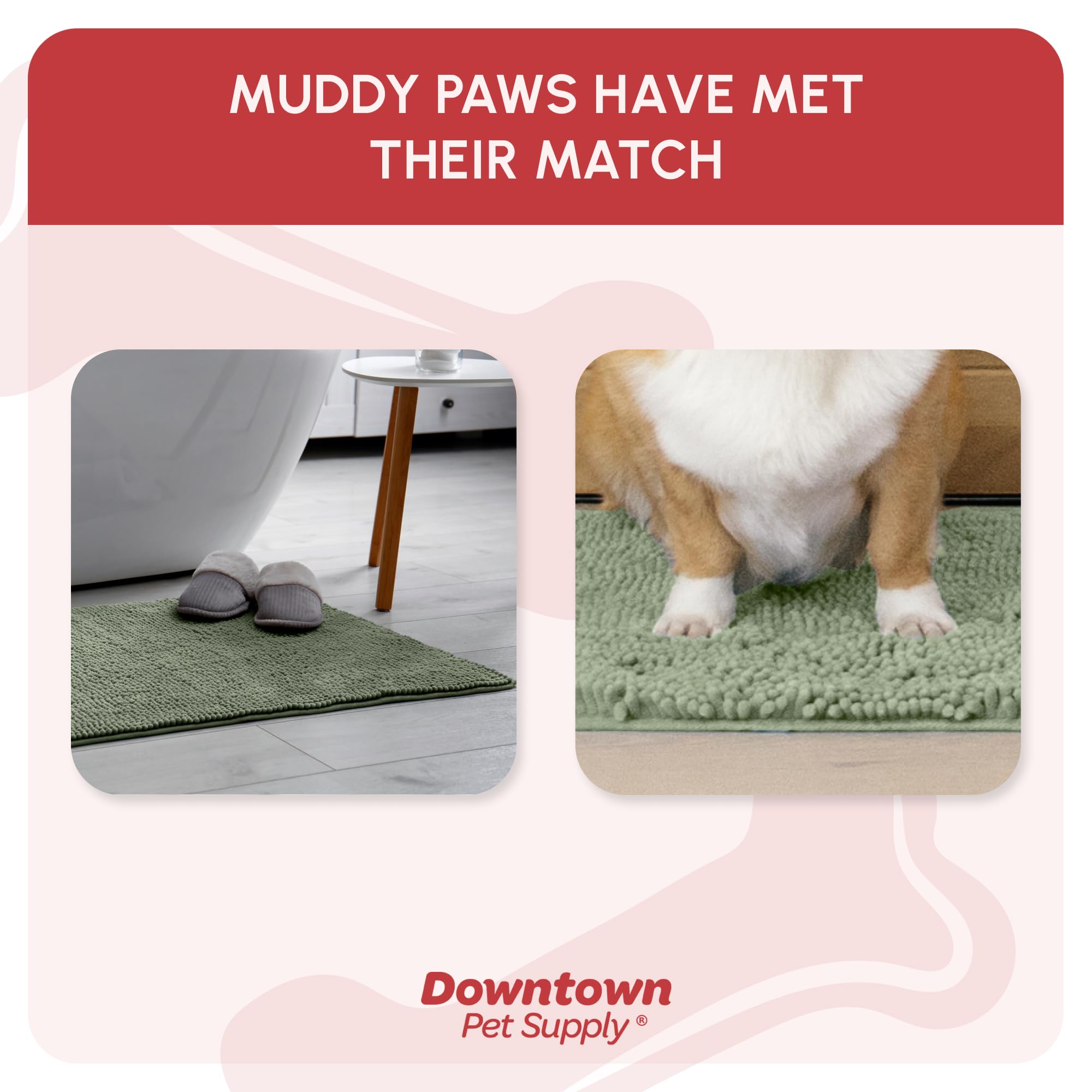 My Doggy Place Microfiber Dog Mat for Muddy Paws, 31 x 20 Sage - Absorbent and Quick-Drying Dog Paw Cleaning Mat, Washer and Dry