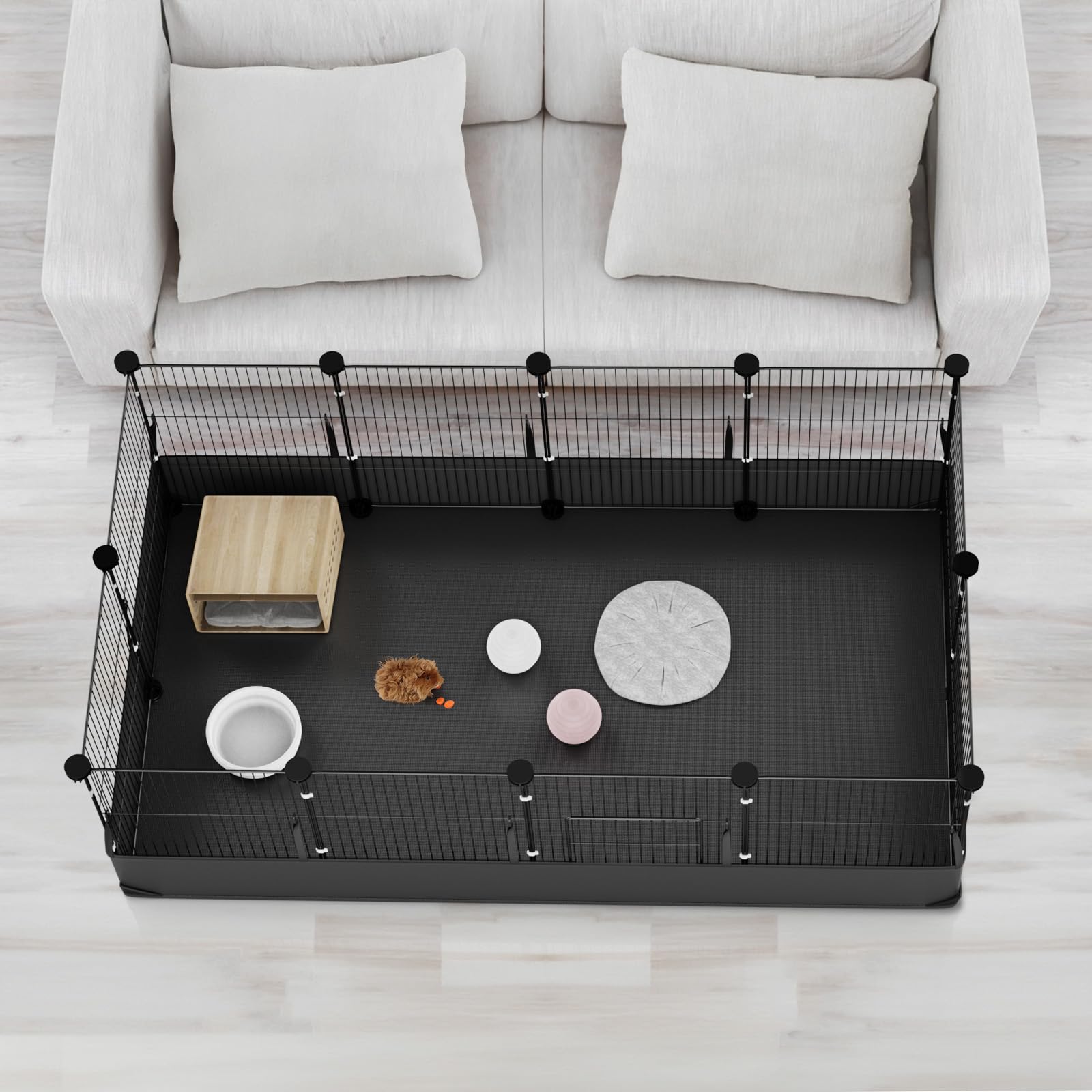 Tresbro Guinea Pig Cage Liner With One-Hand Release Hook & Thickened Bottom Corner, 48''L X 24''W Waterproof And Washable Tarp Base For C&C Grids Guinea Pig Hedgehog Bunny Habitat, Rabbit Cage Liner