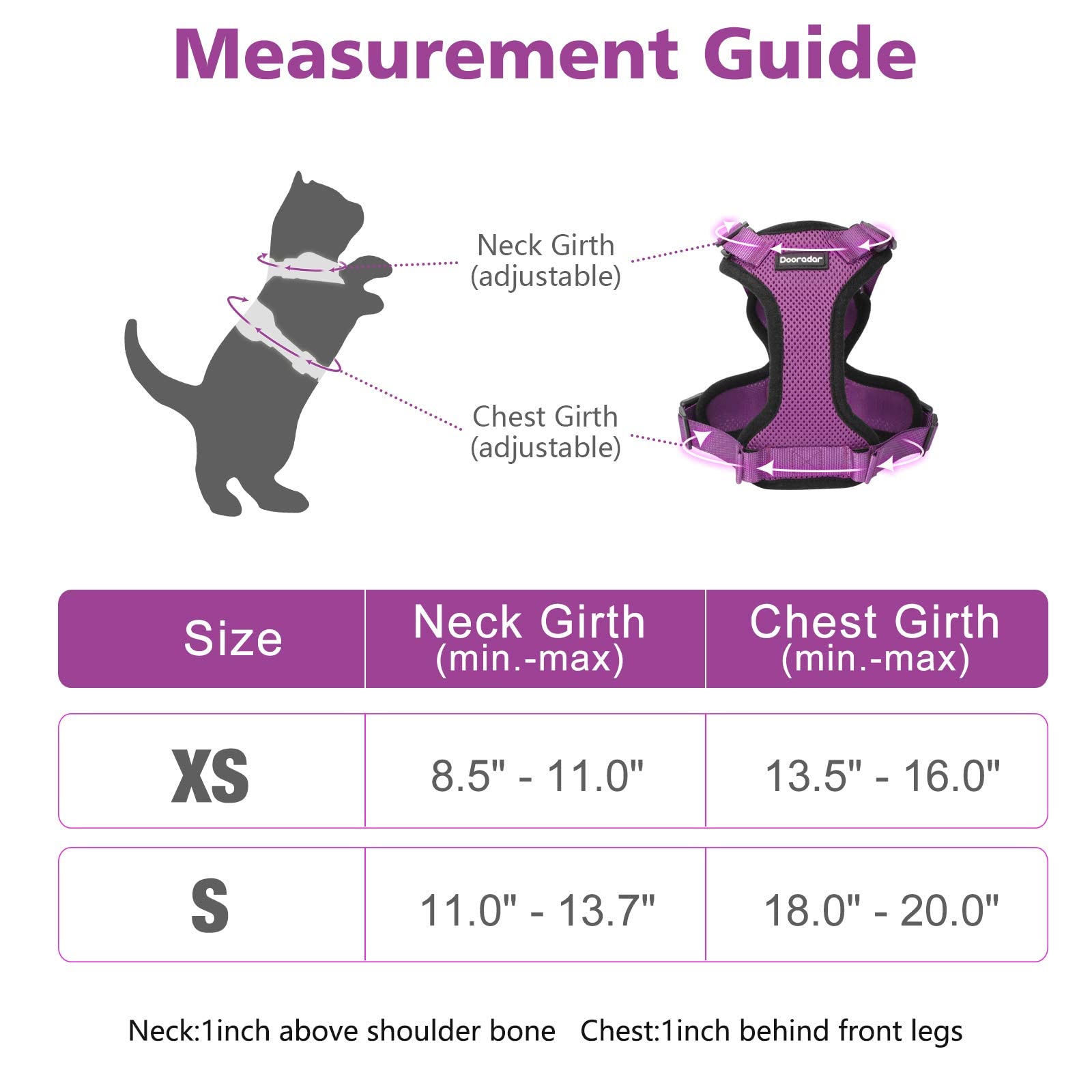 Dooradar Cat Harness And Leash Set, Escape Proof Safe Adjustable Kitten Vest Harnesses For Walking, Easy Control Soft Breathable Mesh Jacket With Reflective Strips For Cats, Purple, S