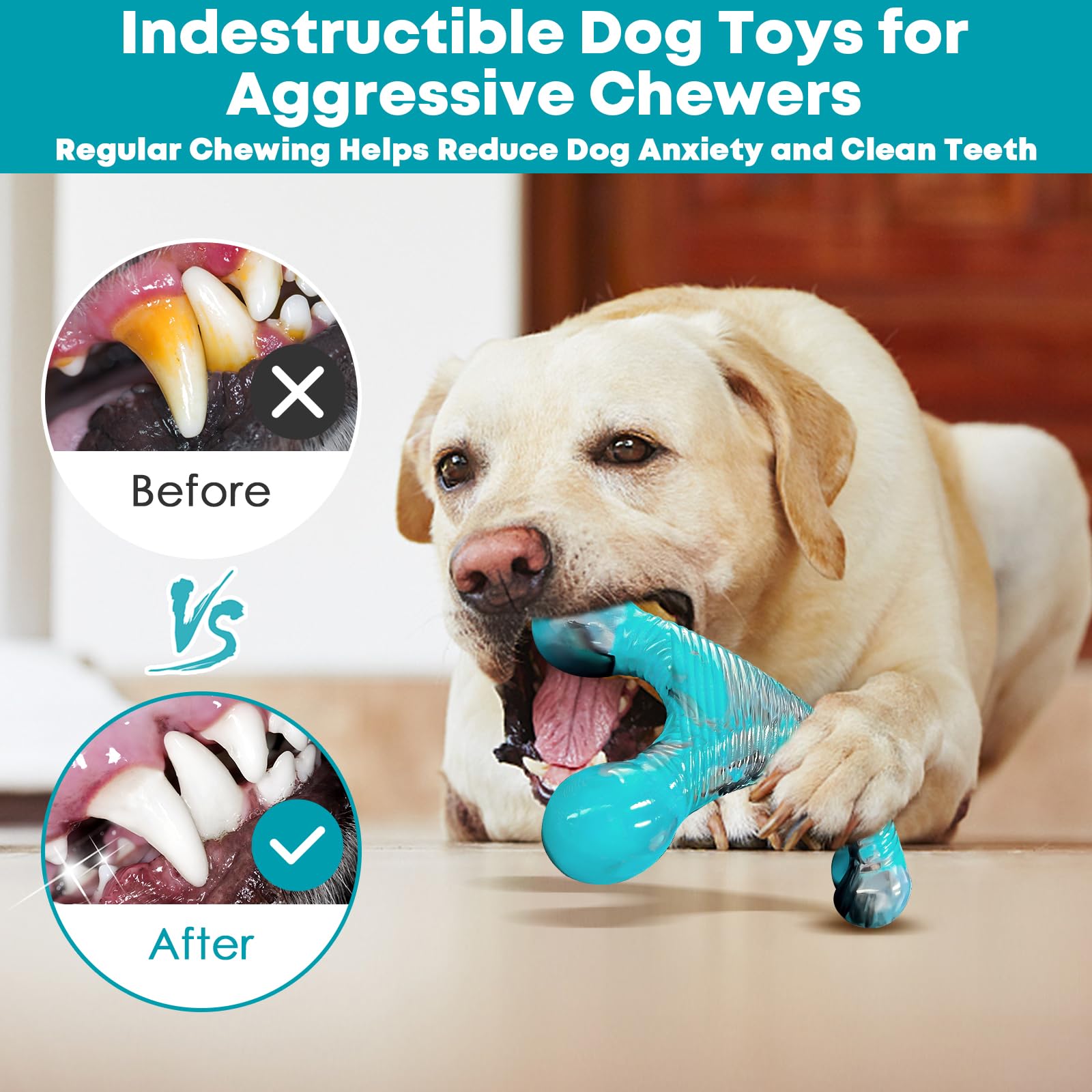 Fuufome Dog Chew Toy For Aggressive Chewers, Indestructible Tough Dog Toys For Large/Medium/Super Chewer Dogs