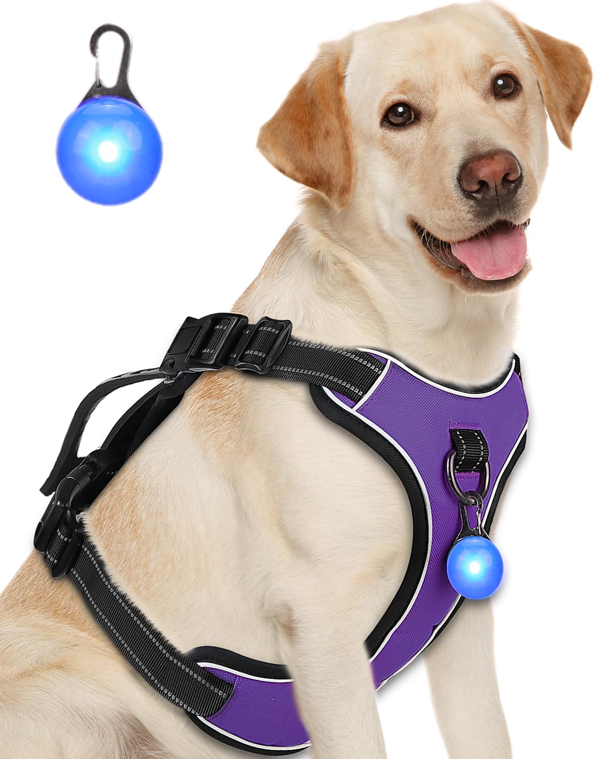 Perperqer Dog Harness Purple No Pull Y Shaped for Medium Sized Dog, Small to Large Dogs Reflective Adjustable Easy Walk Puppy Ha